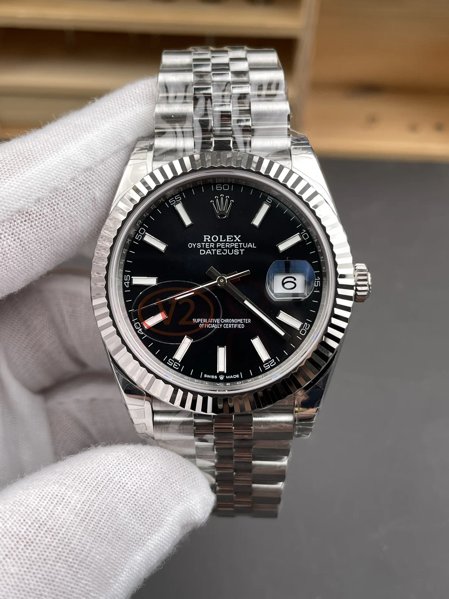 Rolex Datejust Black Dial 41mm — photographed off the sweep