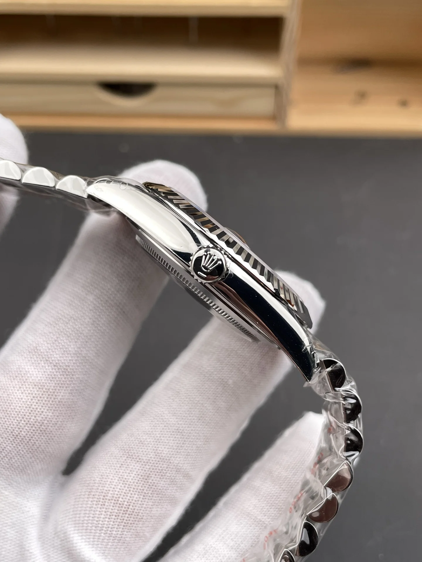 Rolex Datejust Black Dial 41mm — photographed off the sweep