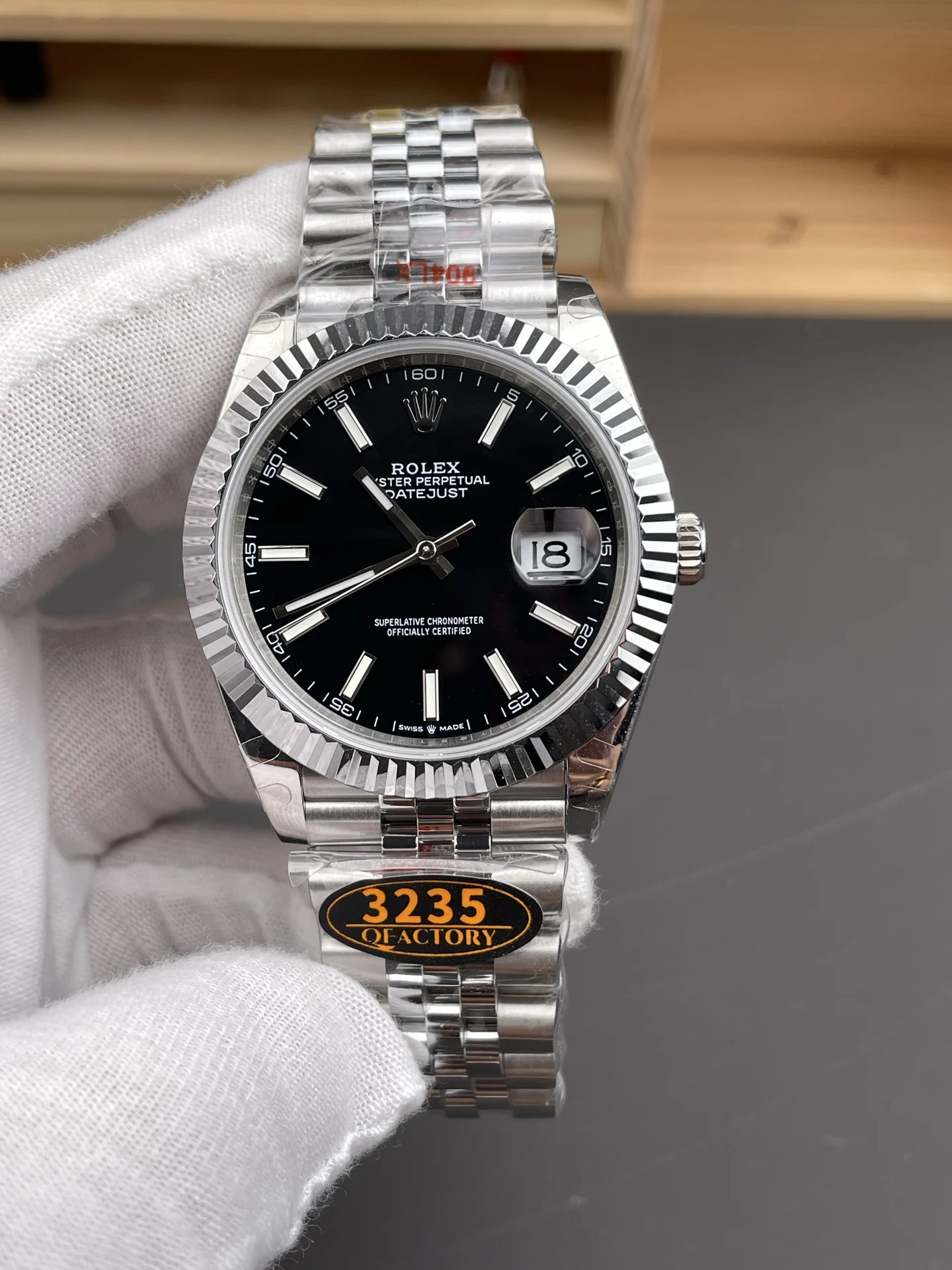 Rolex Datejust Black Dial 41mm — photographed off the sweep