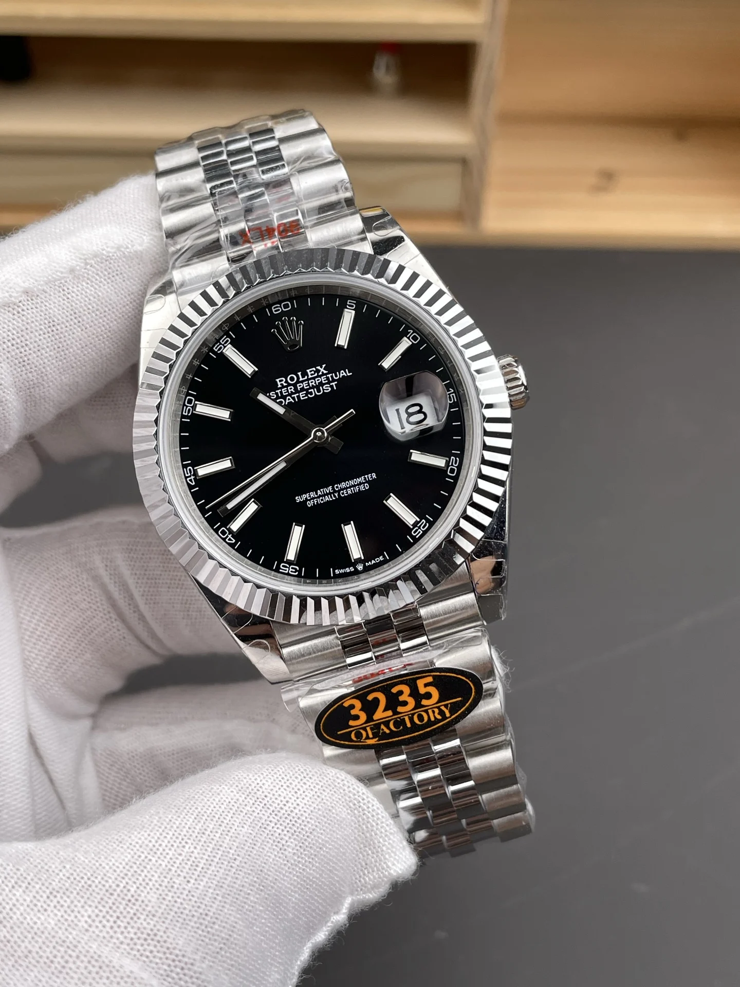 Rolex Datejust Black Dial 41mm — photographed off the sweep