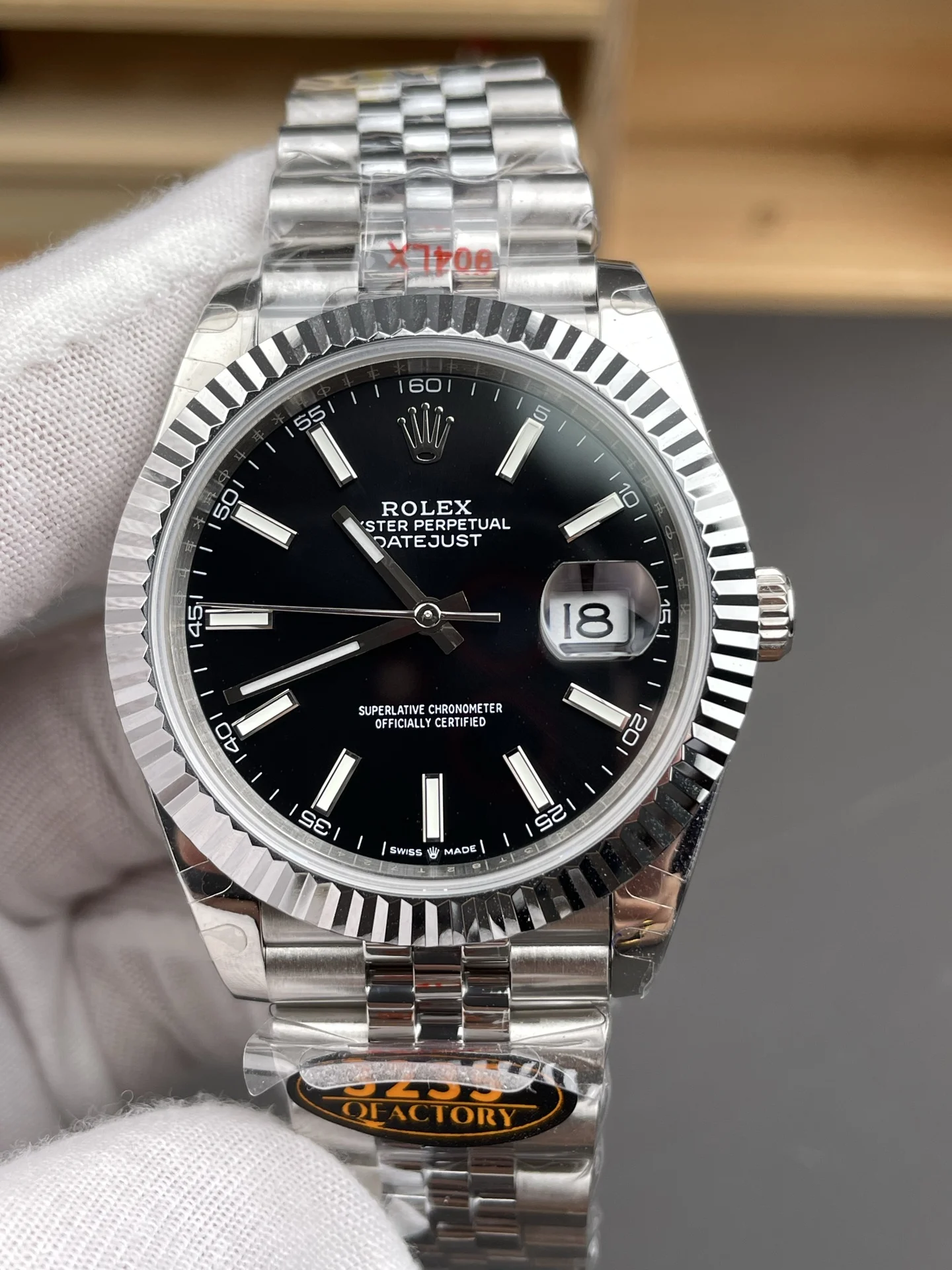 Rolex Datejust Black Dial 41mm — photographed off the sweep