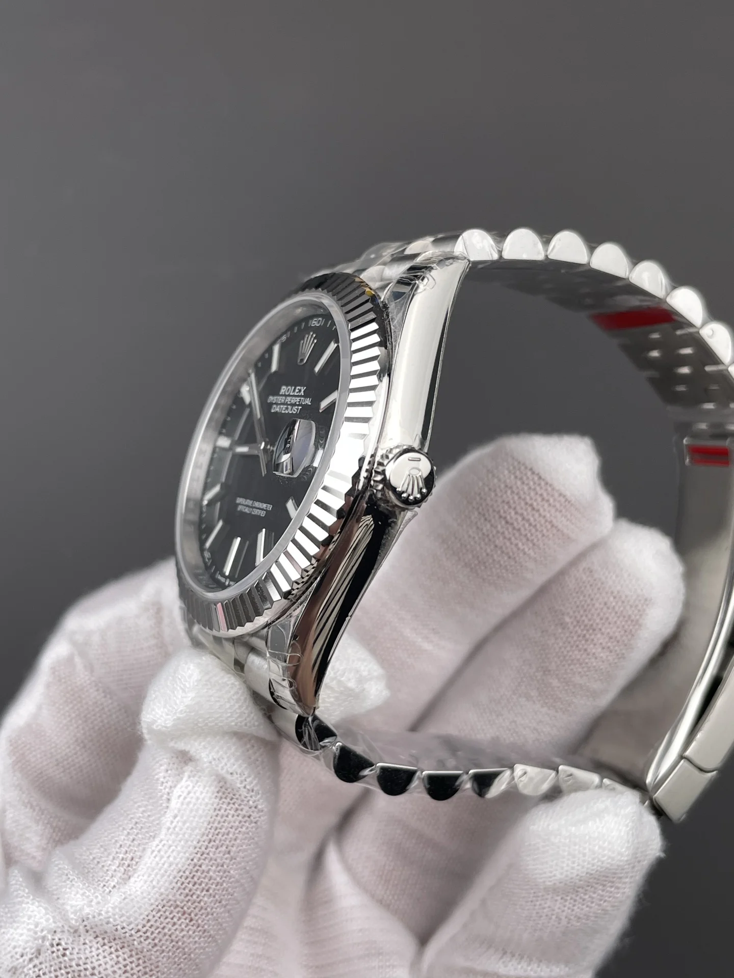Rolex Datejust Black Dial 41mm — photographed off the sweep
