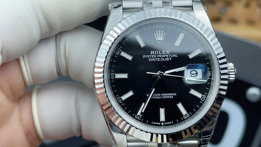 Rolex Datejust Black Dial 41mm — photographed off the sweep