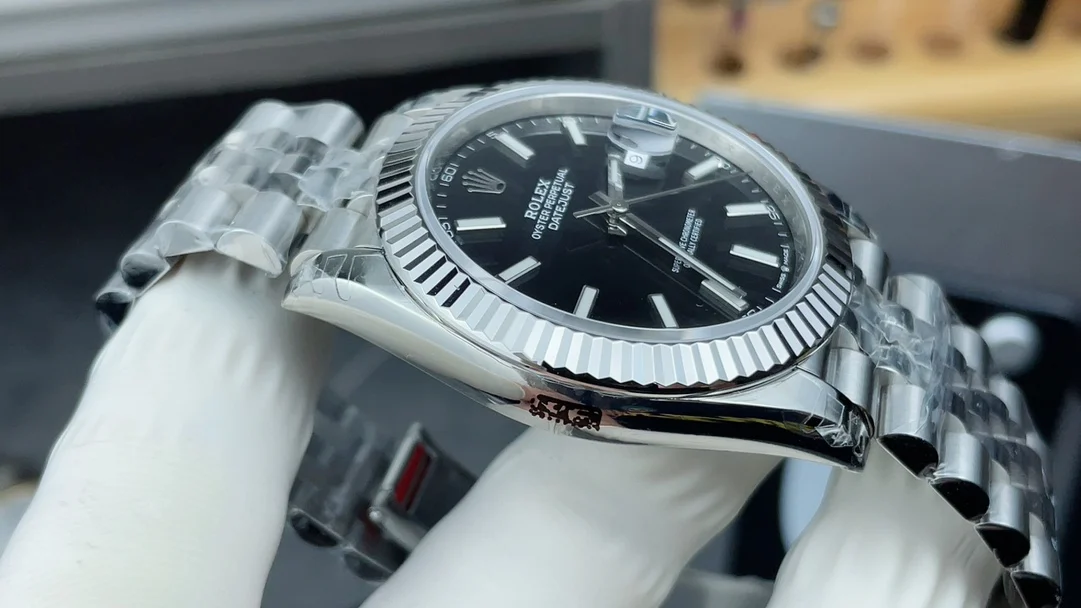 Rolex Datejust Black Dial 41mm — photographed off the sweep