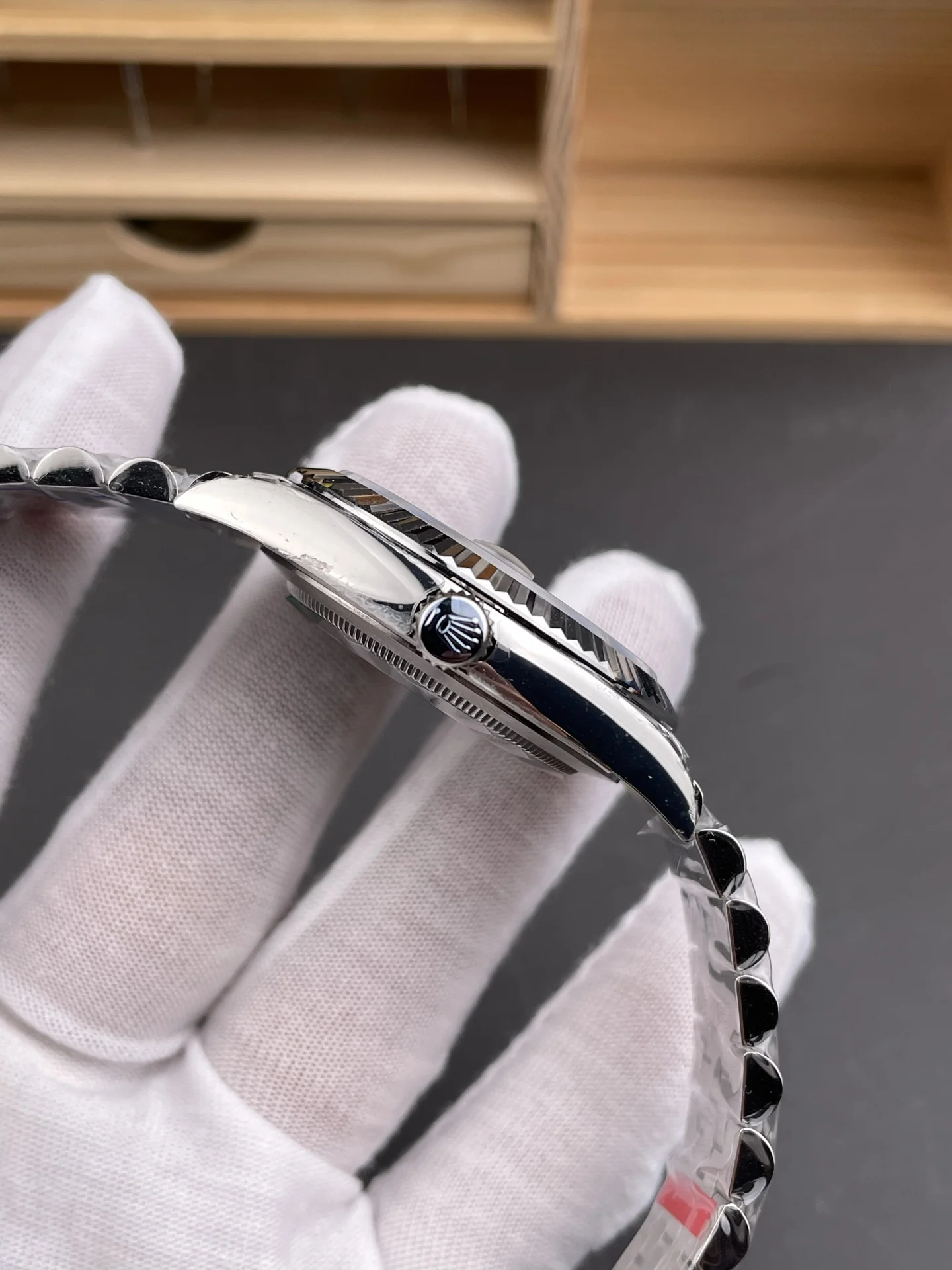 Rolex Datejust Black Dial Diamond-Set 41mm — photographed off the sweep