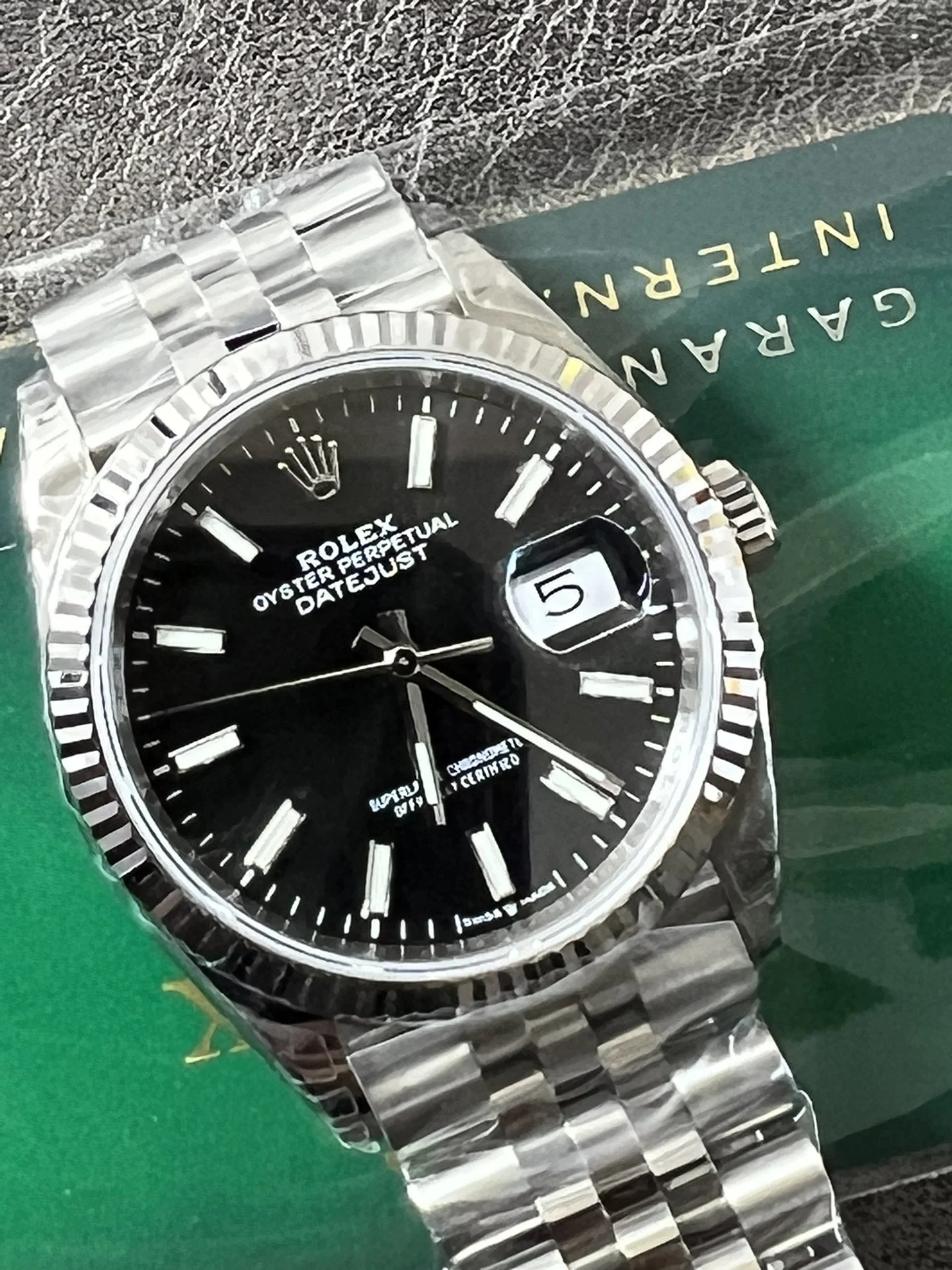Rolex Datejust Black Dial — photographed off the sweep