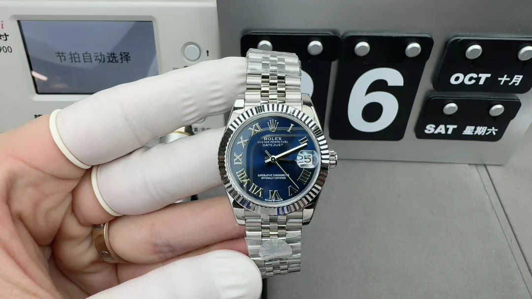 Rolex Datejust Blue Dial 31mm — photographed off the sweep