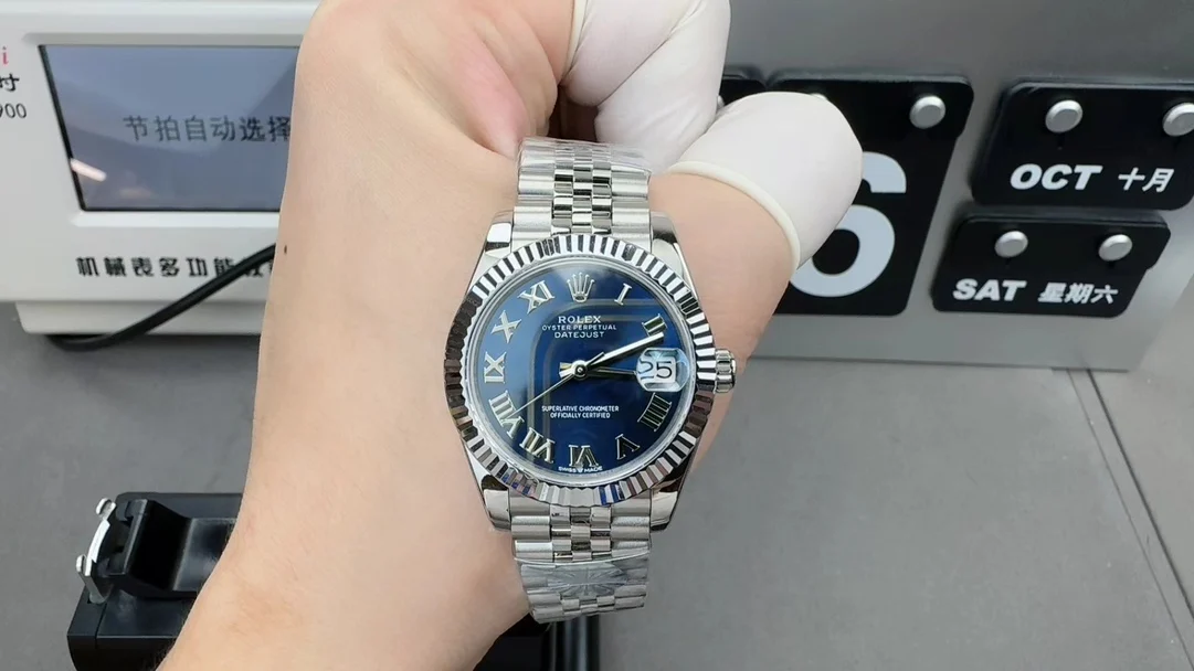 Rolex Datejust Blue Dial 31mm — photographed off the sweep