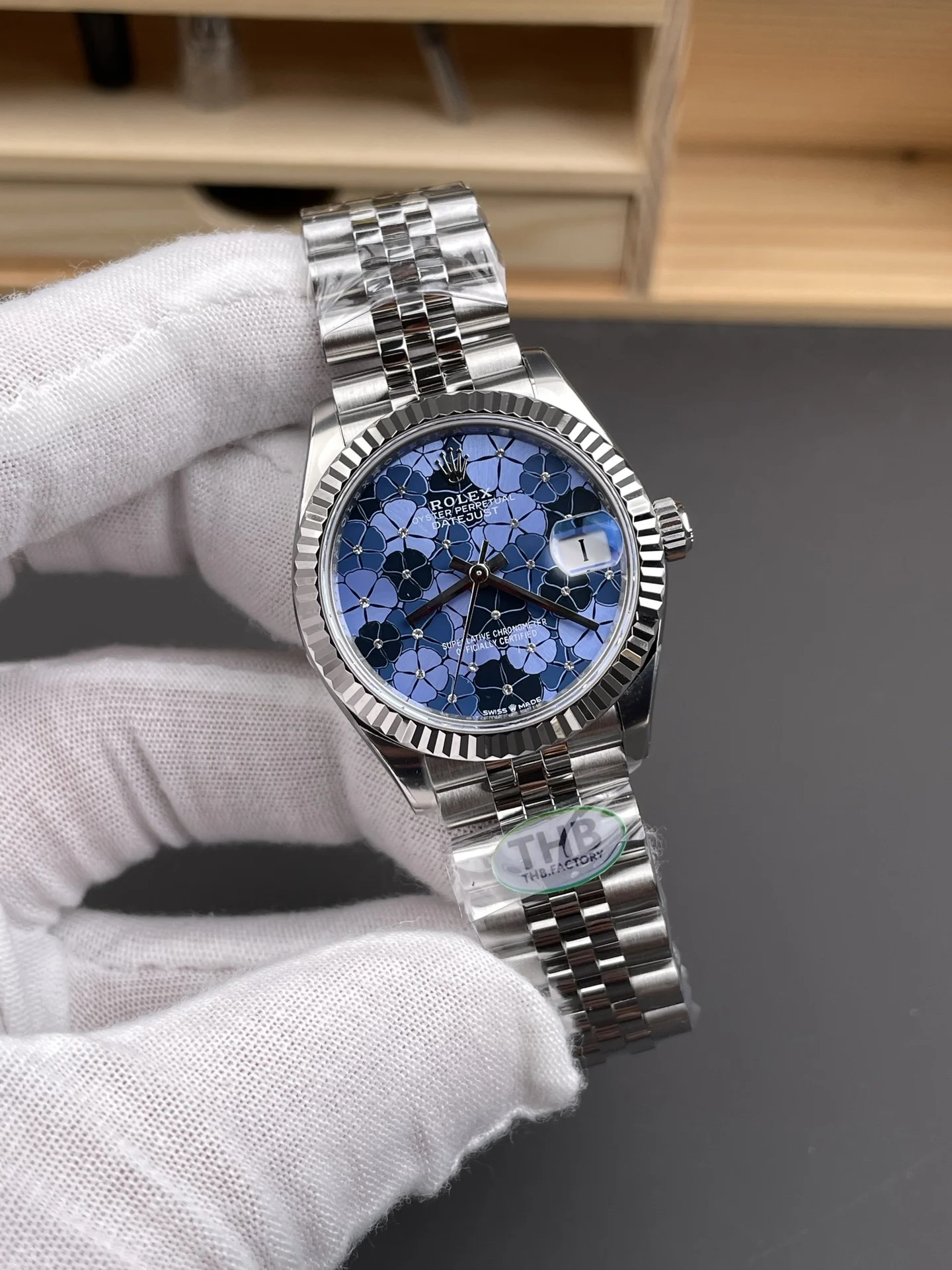 Rolex Datejust Blue Dial 31mm — photographed off the sweep