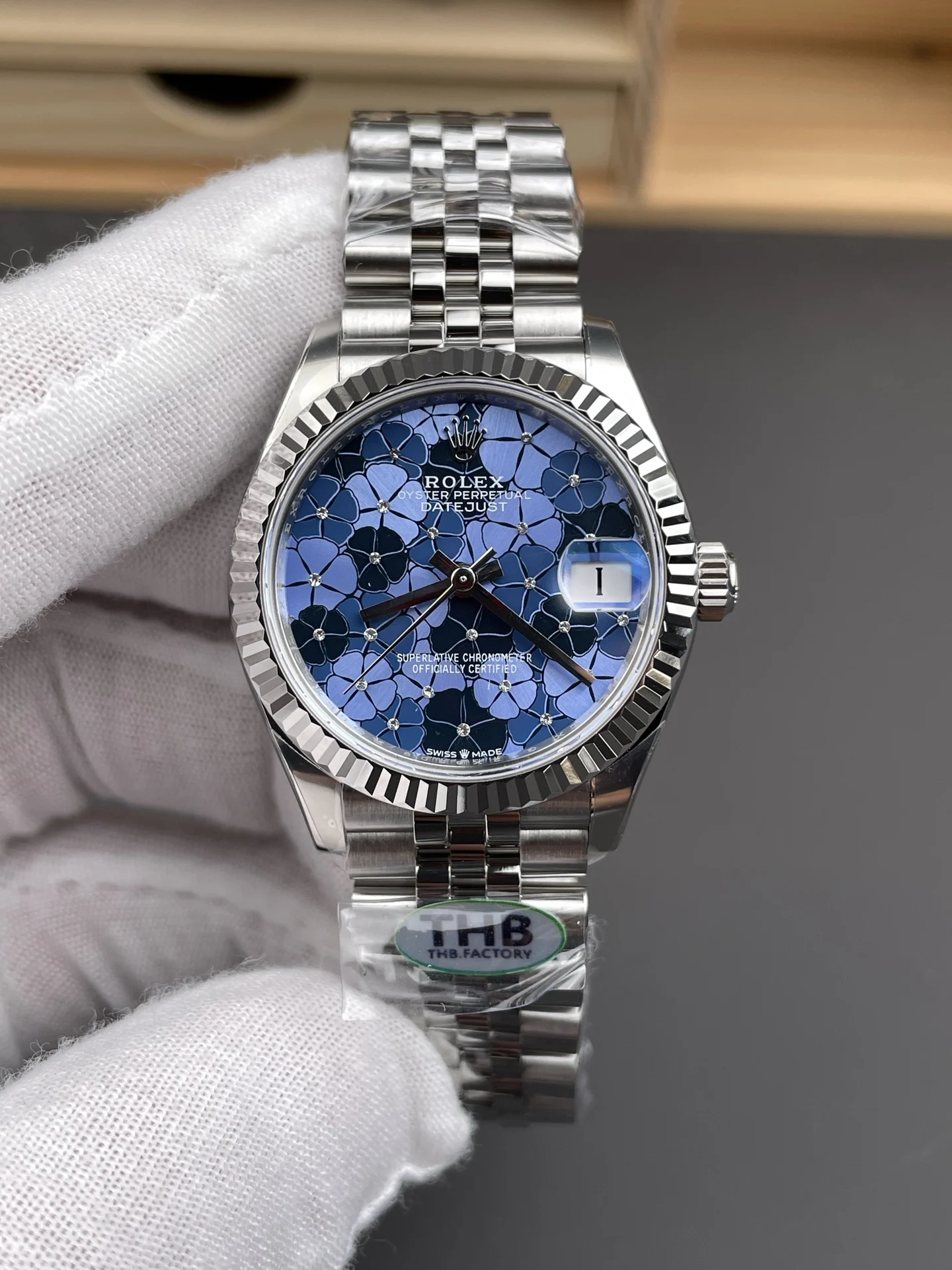 Rolex Datejust Blue Dial 31mm — photographed off the sweep