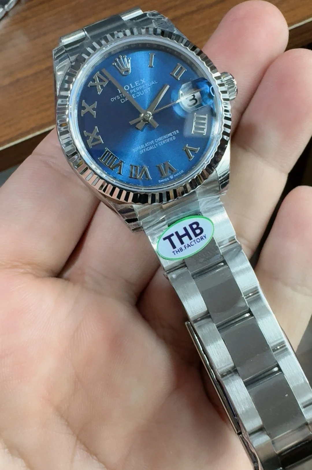 Rolex Datejust Blue Dial 31mm — photographed off the sweep