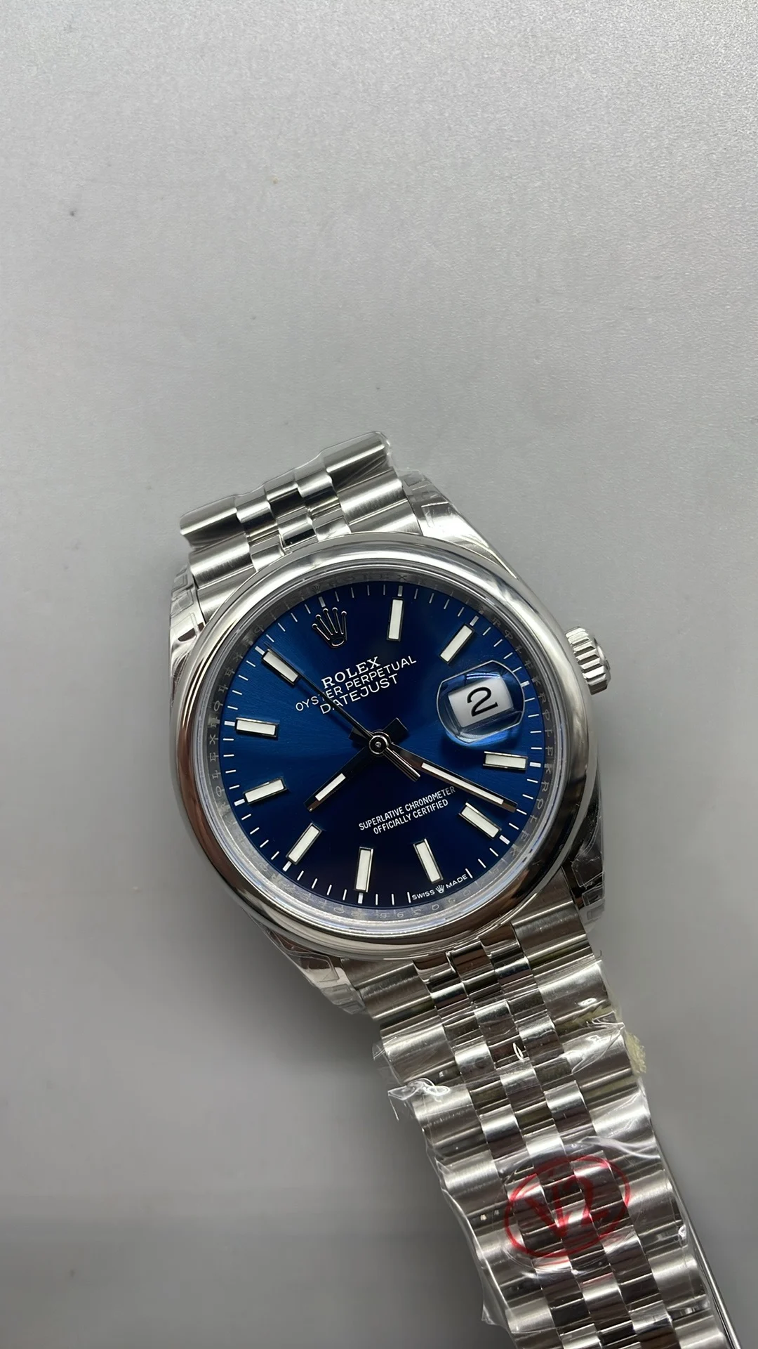 Rolex Datejust Blue Dial 36mm — photographed off the sweep