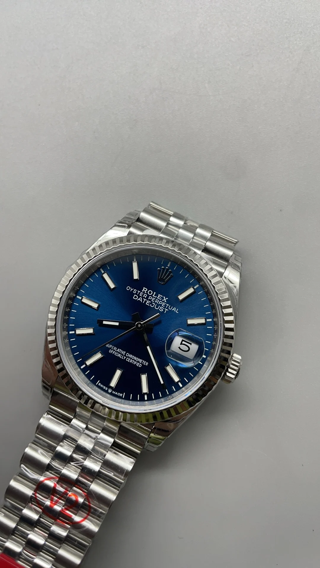 Rolex Datejust Blue Dial 36mm — photographed off the sweep