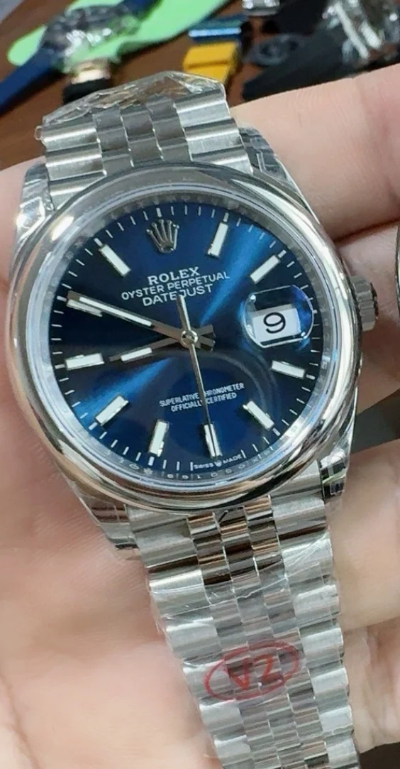 Rolex Datejust Blue Dial 36mm — photographed off the sweep