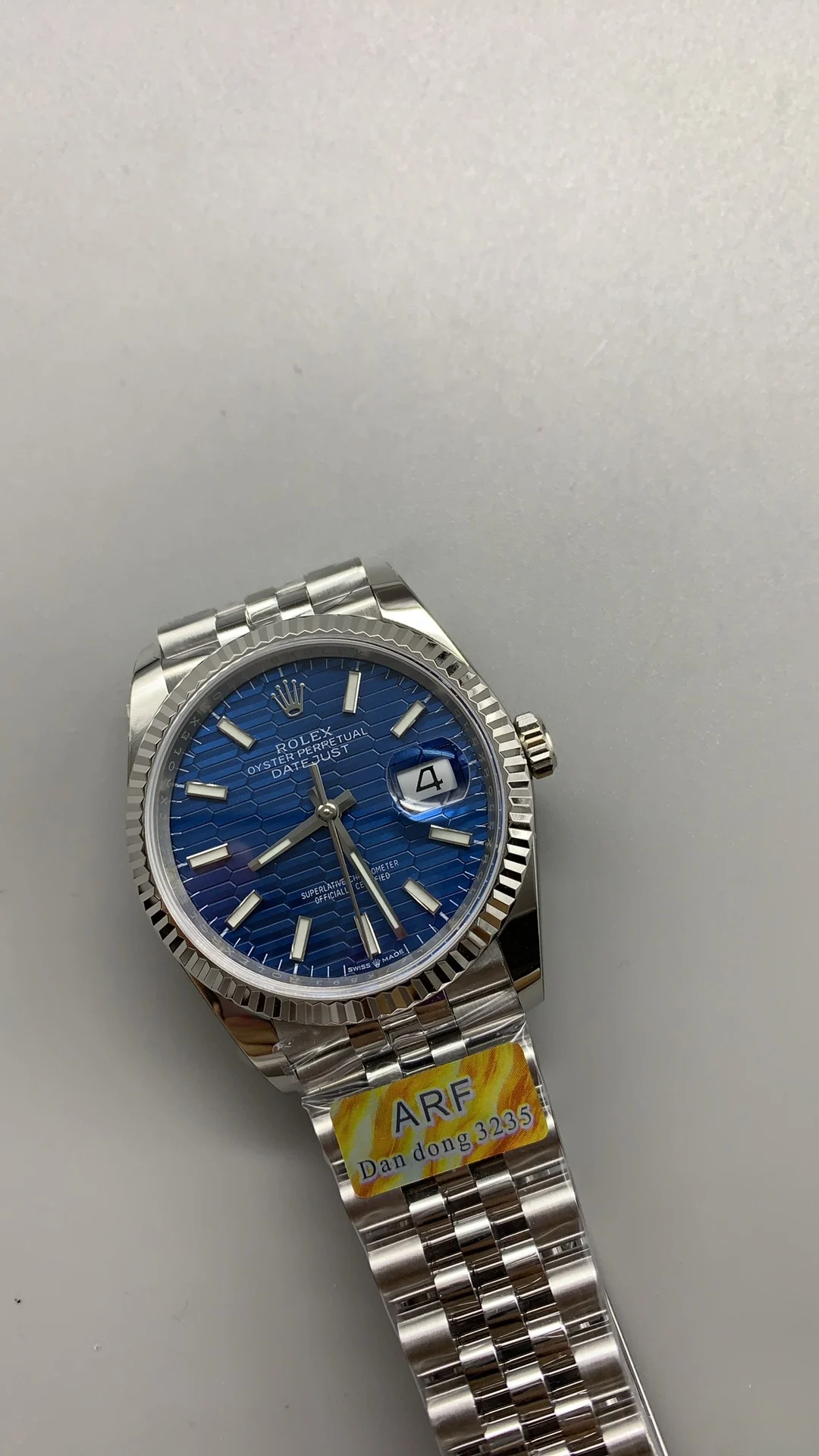 Rolex Datejust Blue Dial 36mm — photographed off the sweep