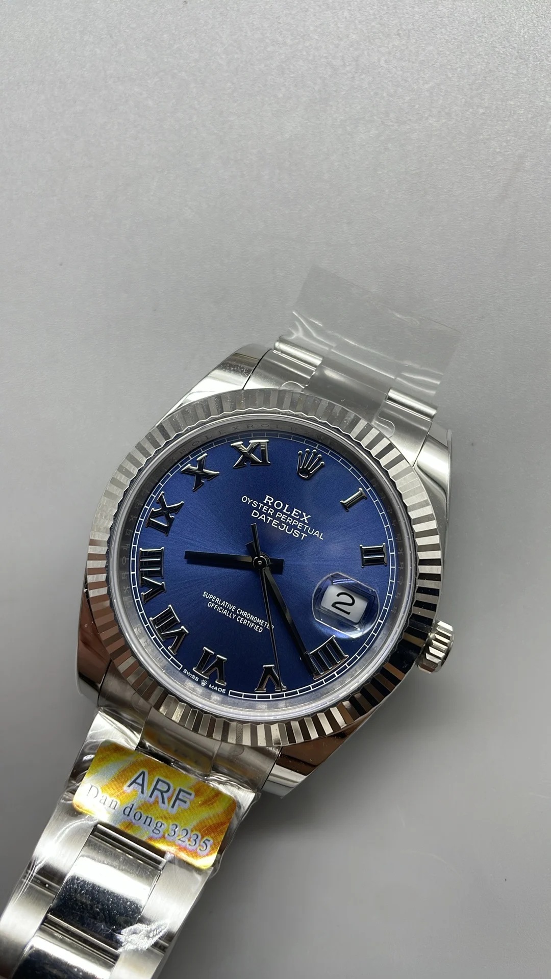 Rolex Datejust Blue Dial 41mm — photographed off the sweep