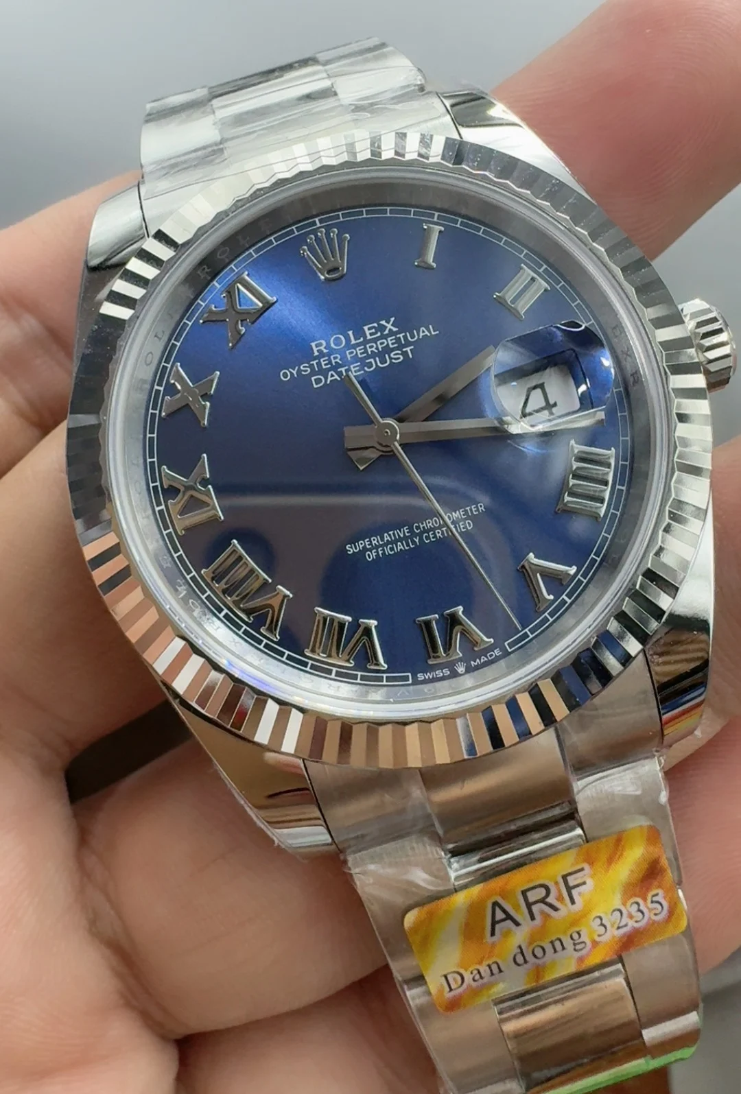 Rolex Datejust Blue Dial 41mm — photographed off the sweep
