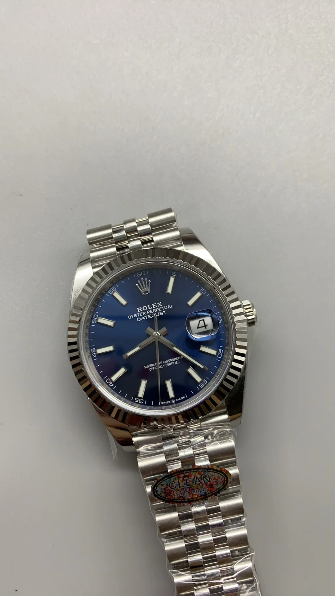 Rolex Datejust Blue Dial 41mm — photographed off the sweep