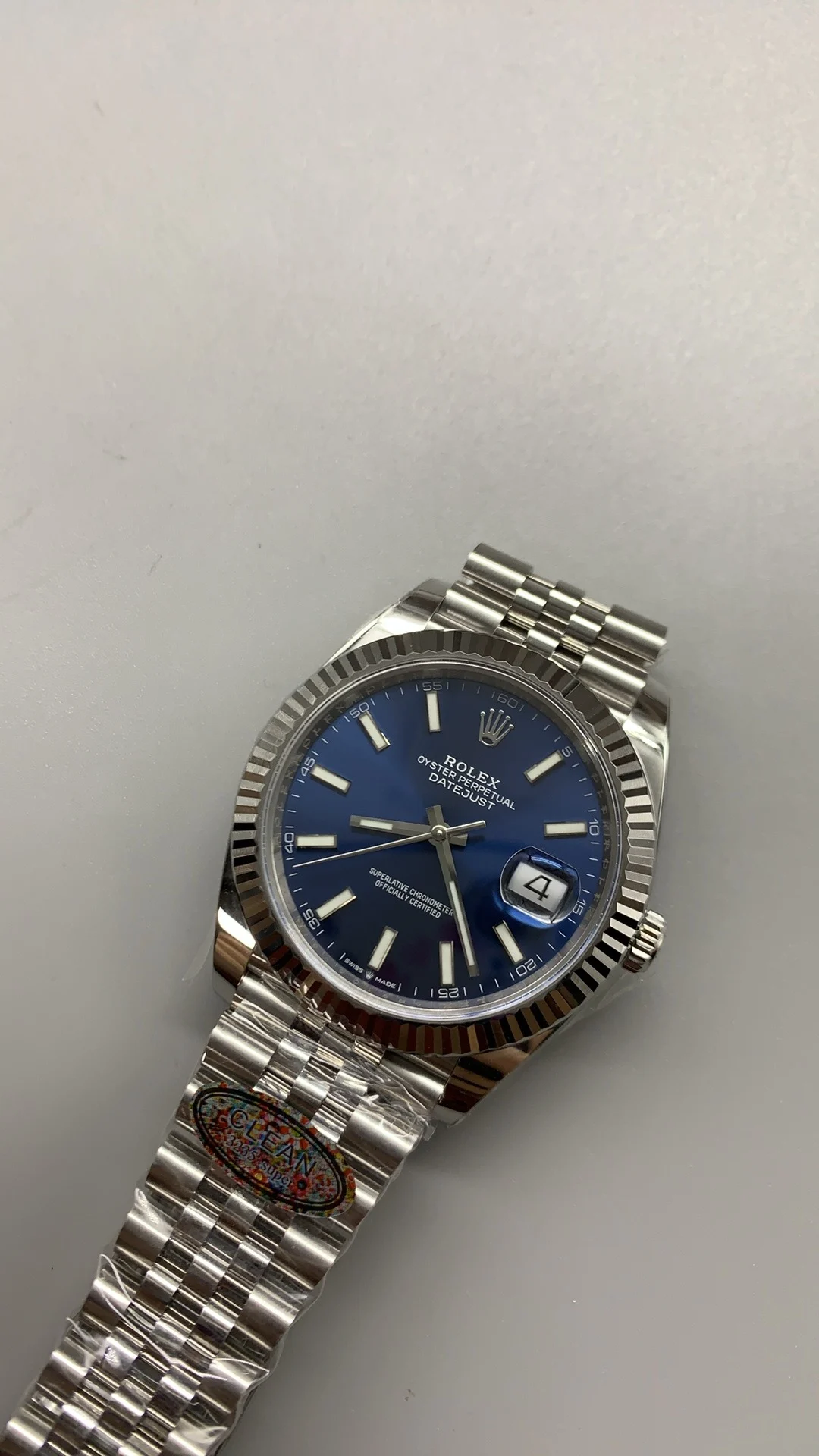 Rolex Datejust Blue Dial 41mm — photographed off the sweep