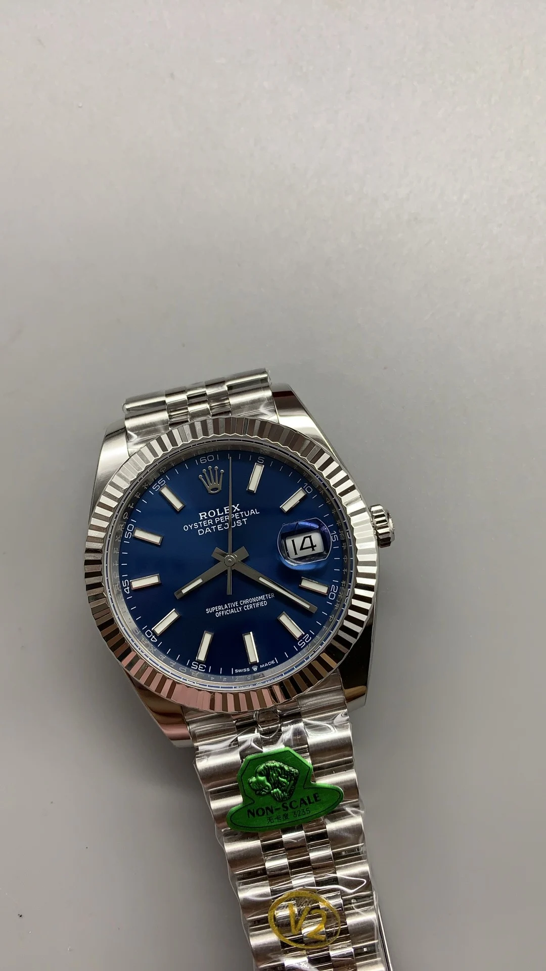 Rolex Datejust Blue Dial 41mm — photographed off the sweep