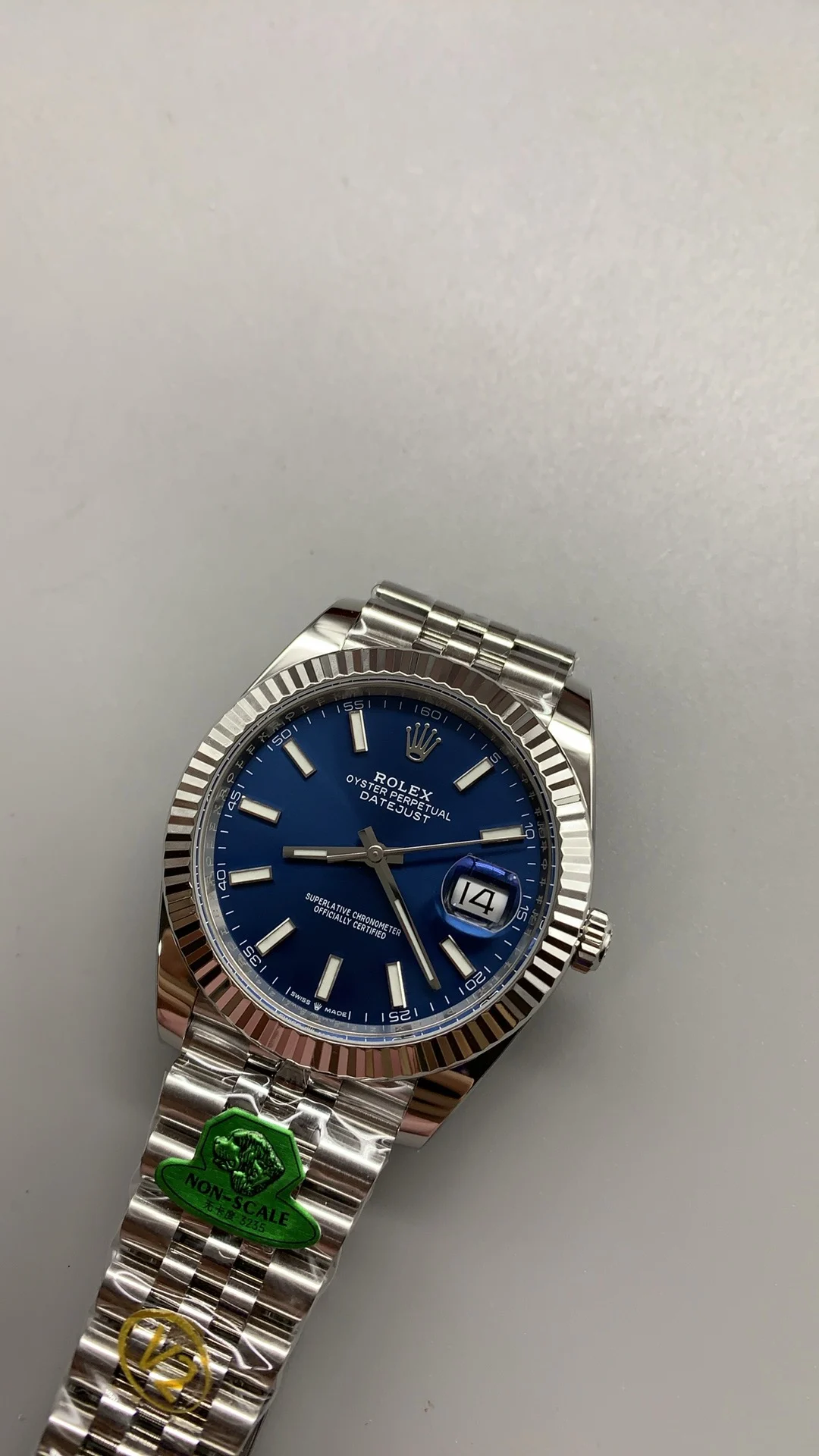 Rolex Datejust Blue Dial 41mm — photographed off the sweep