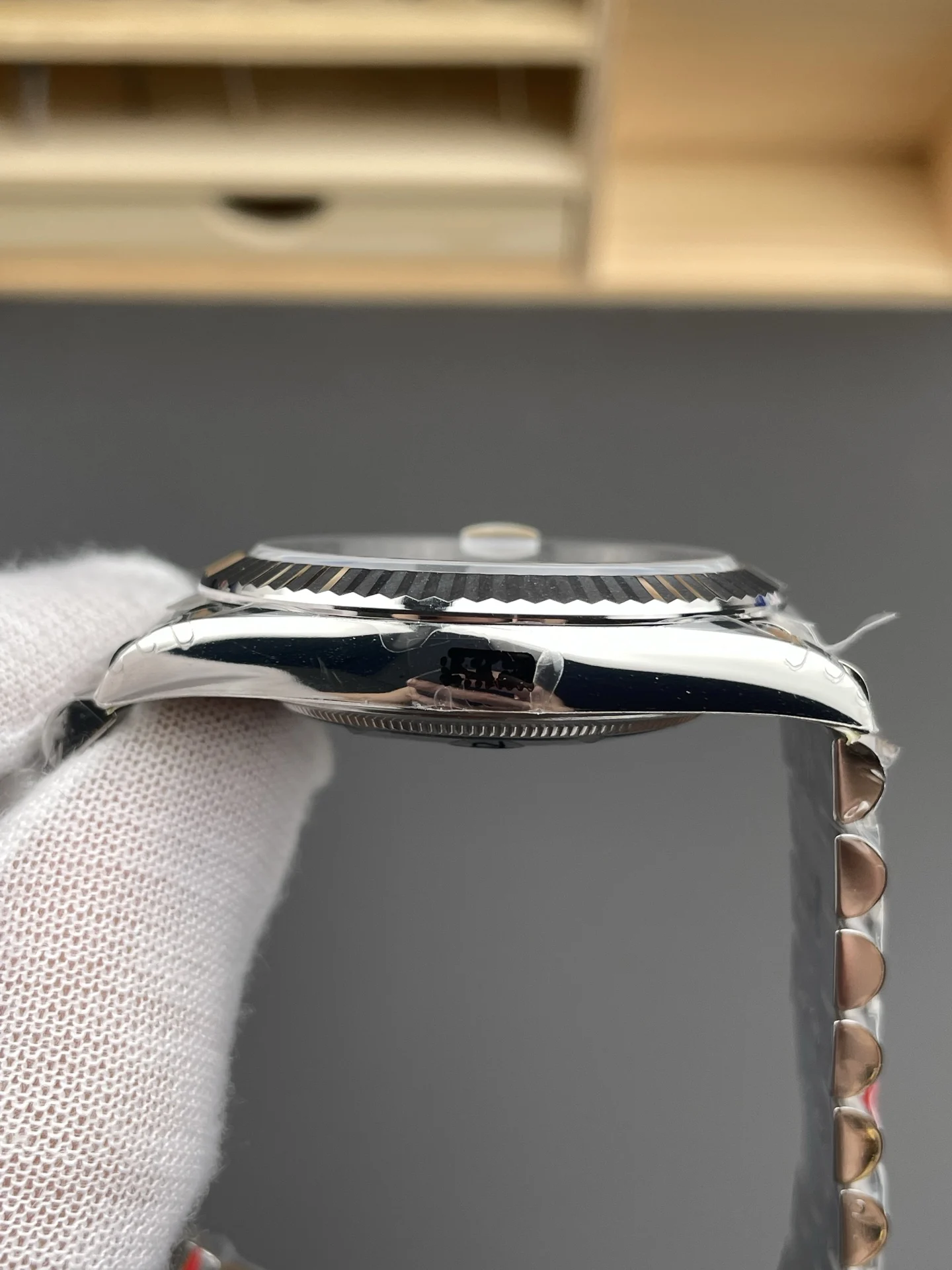 Rolex Datejust Blue Dial 41mm — photographed off the sweep