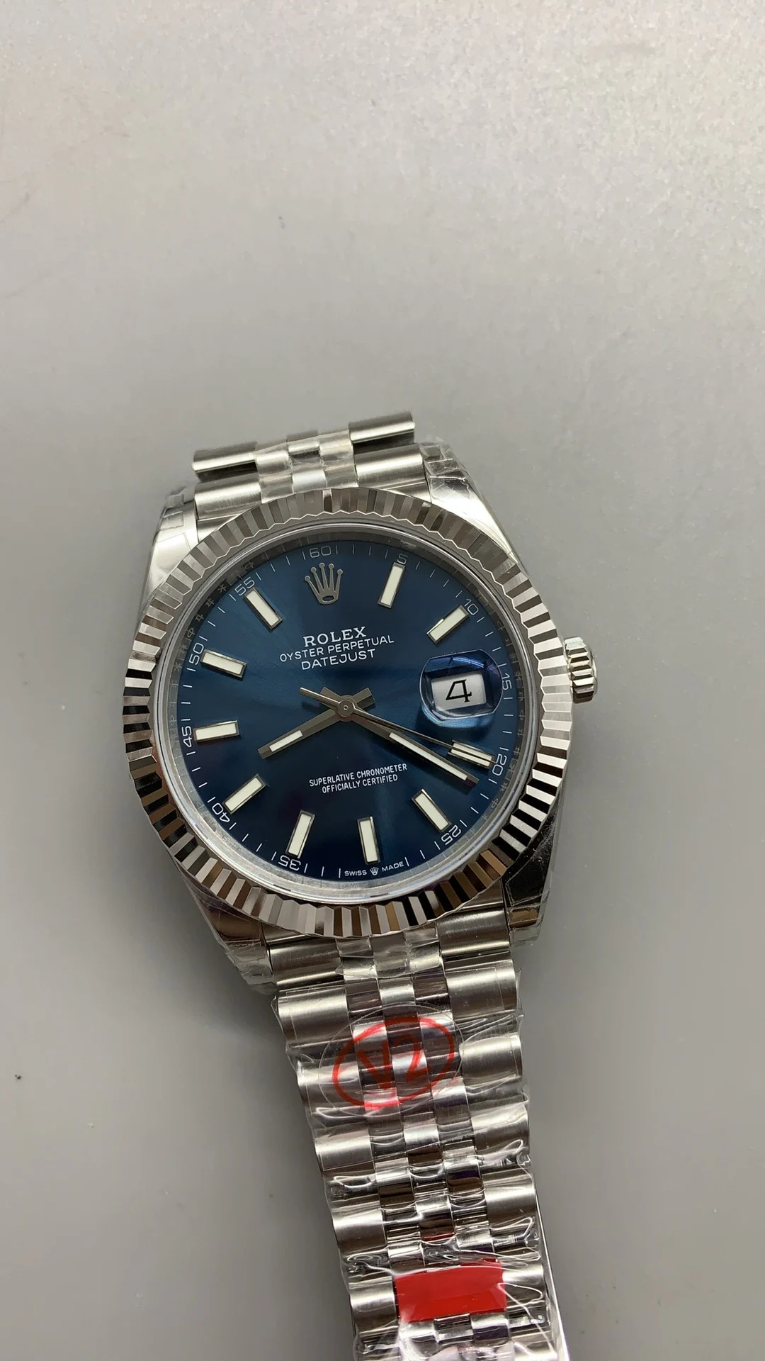 Rolex Datejust Blue Dial 41mm — photographed off the sweep