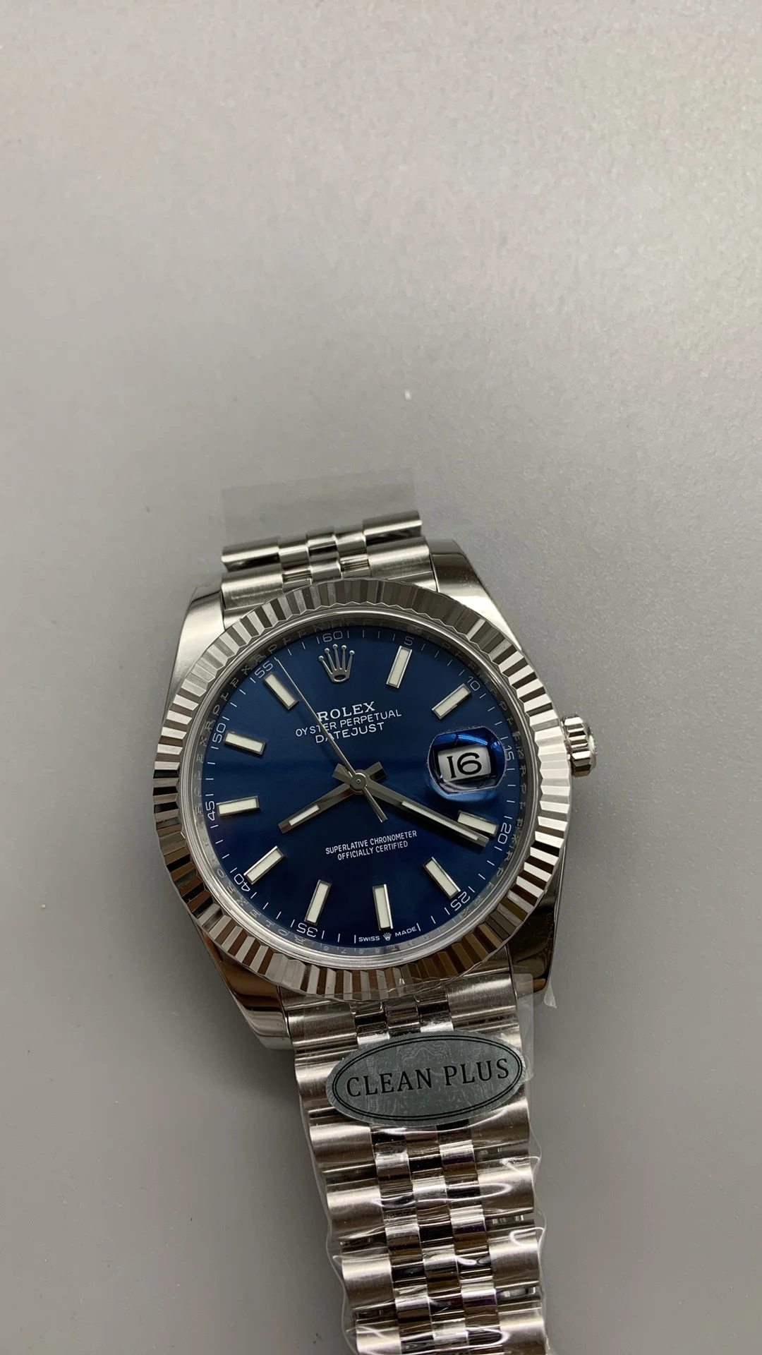 Rolex Datejust Blue Dial 41mm — photographed off the sweep