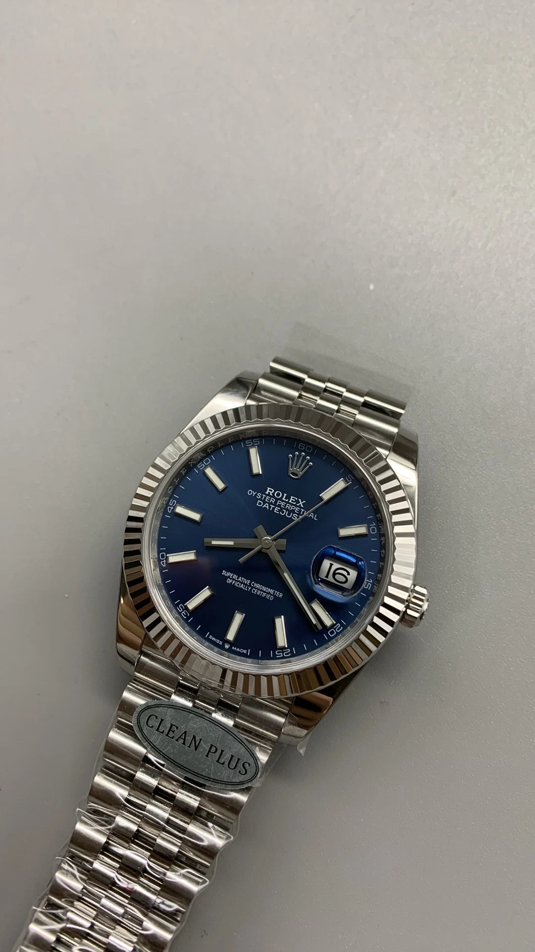 Rolex Datejust Blue Dial 41mm — photographed off the sweep