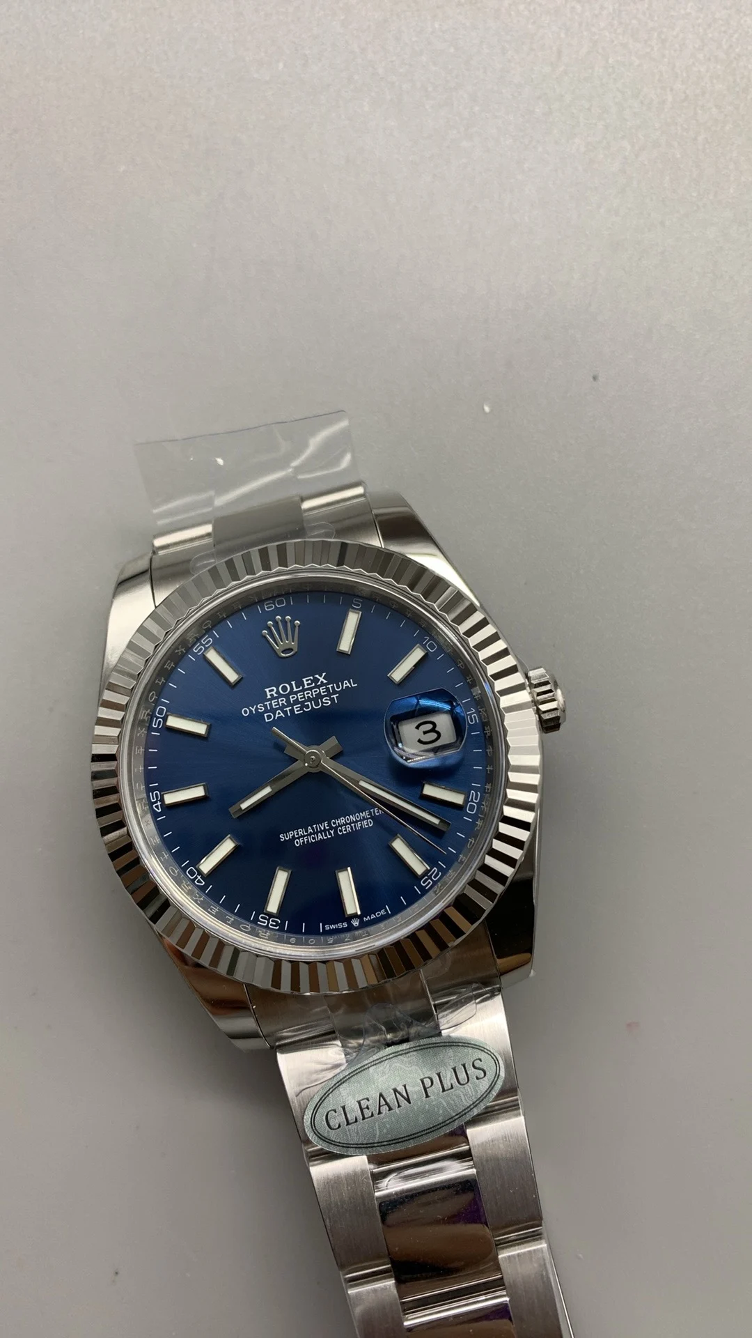 Rolex Datejust Blue Dial 41mm — photographed off the sweep
