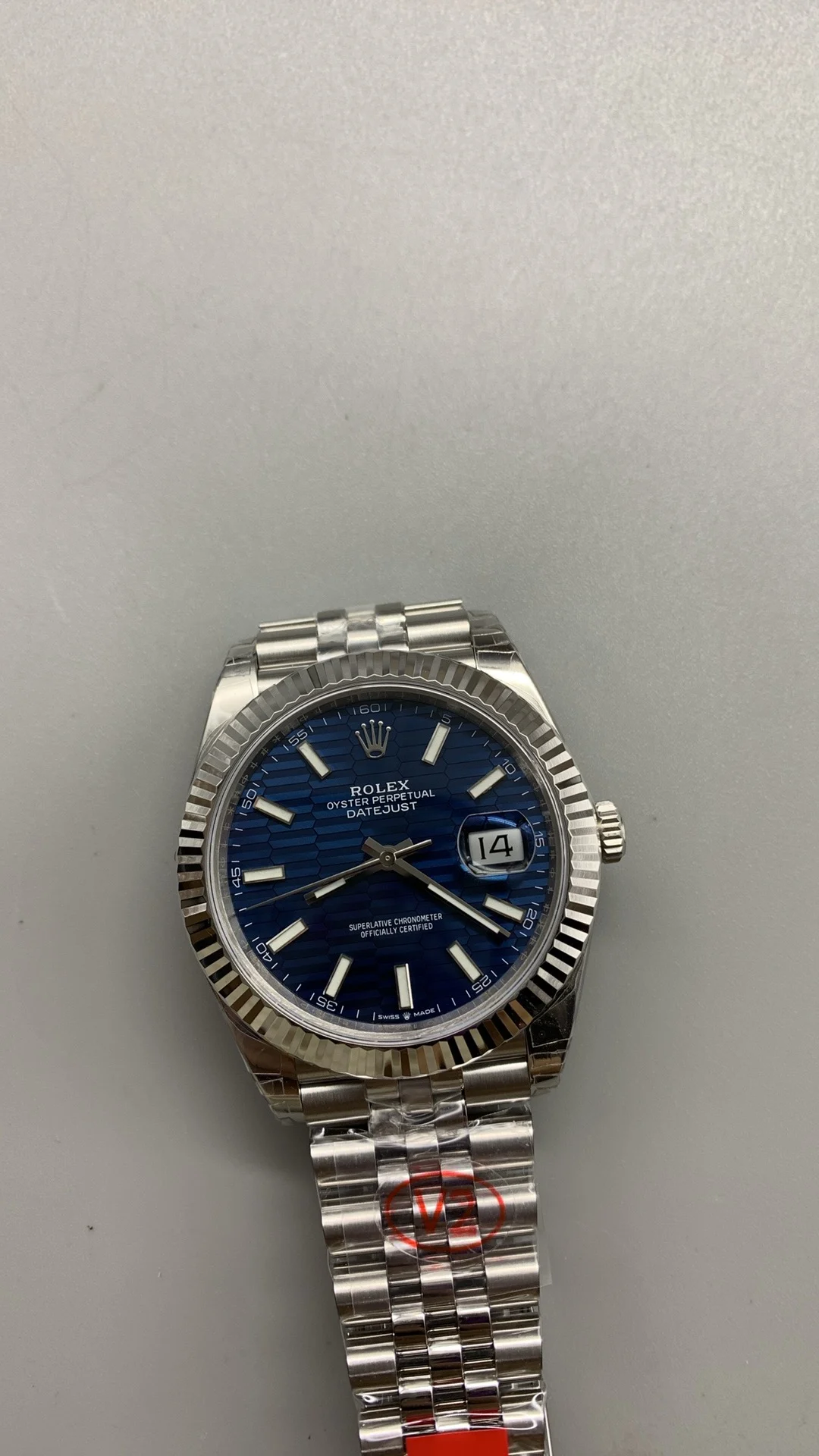 Rolex Datejust Blue Dial 41mm — photographed off the sweep