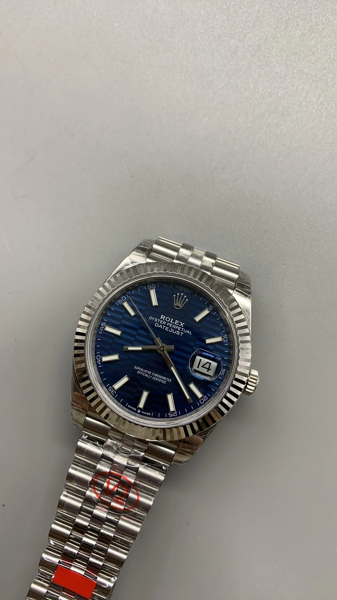 Rolex Datejust Blue Dial 41mm — photographed off the sweep