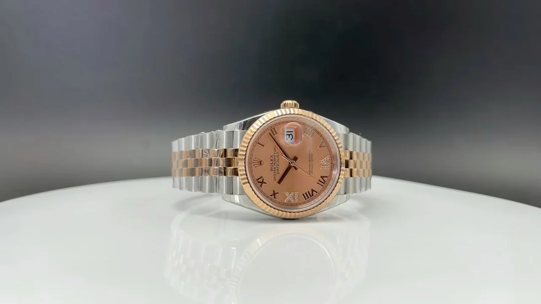Rolex Datejust Blue Dial Diamond-Set 36mm — photographed off the sweep