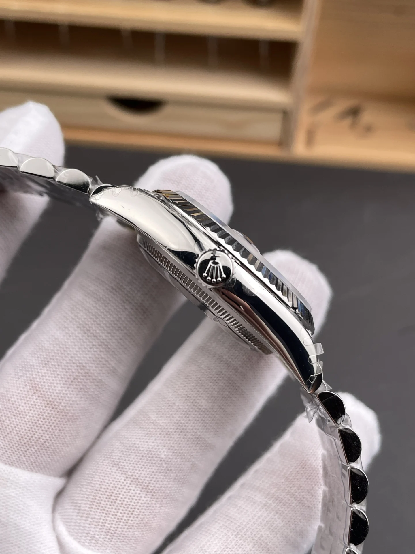 Rolex Datejust Blue Dial Diamond-Set 36mm — photographed off the sweep