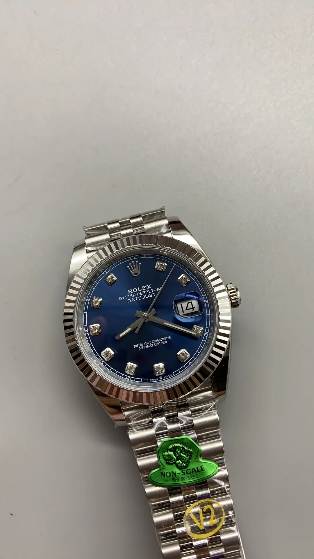 Rolex Datejust Blue Dial Diamond-Set 41mm β photographed off the sweep