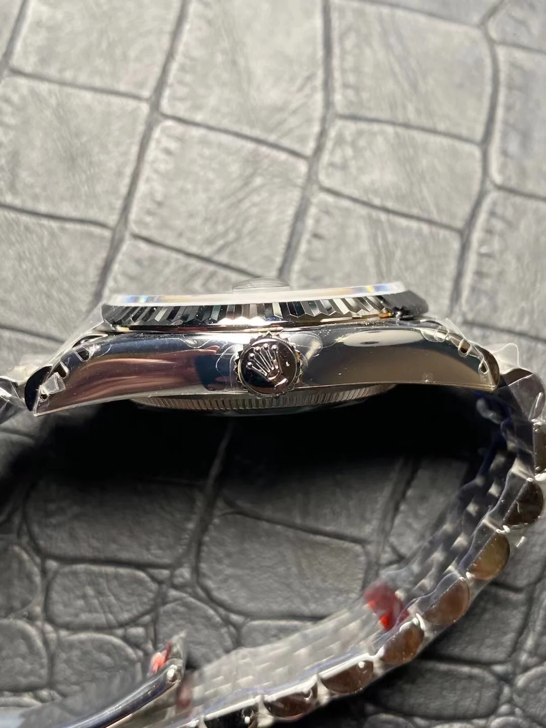 Rolex Datejust Blue Dial Diamond-Set — photographed off the sweep