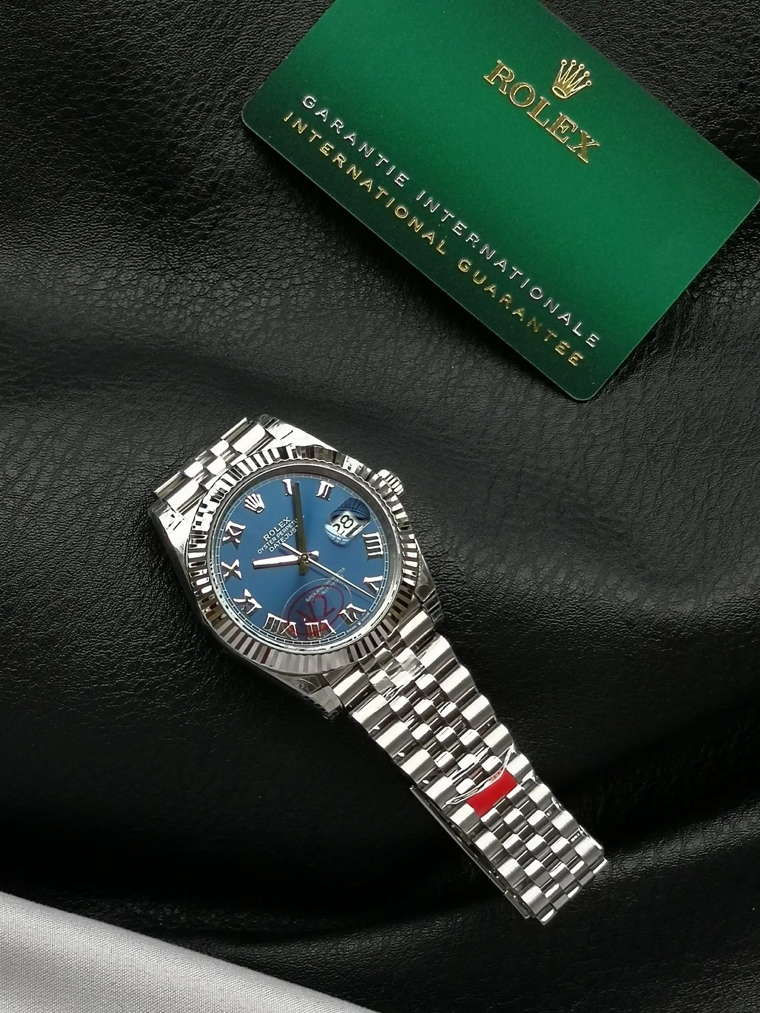 Rolex Datejust Blue Dial — photographed off the sweep