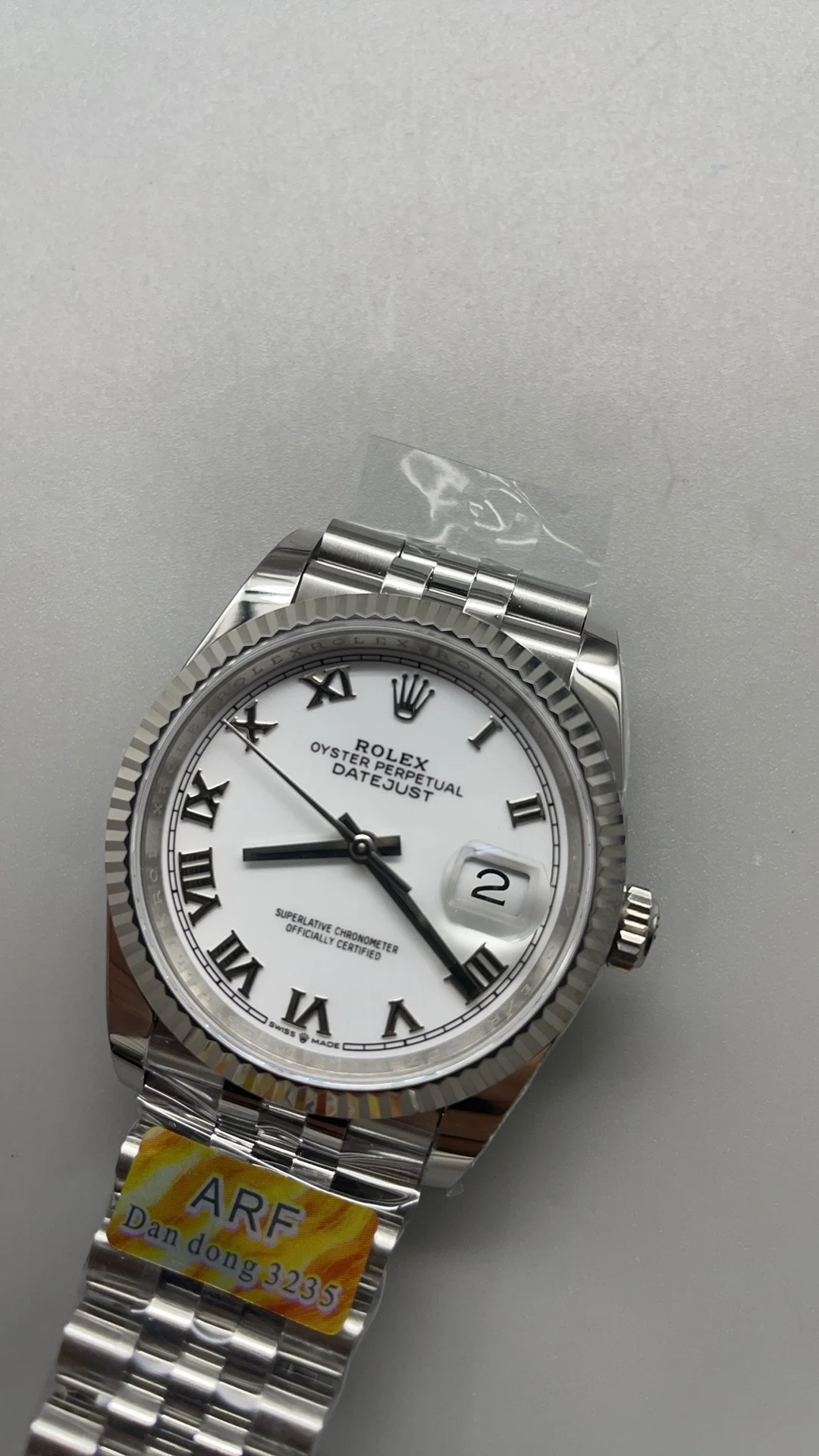 Rolex Datejust Ceramic White Dial 36mm — photographed off the sweep