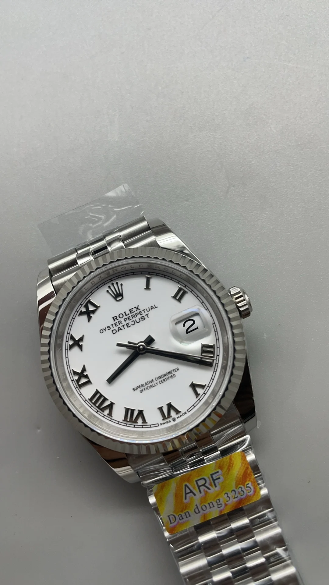 Rolex Datejust Ceramic White Dial 36mm — photographed off the sweep