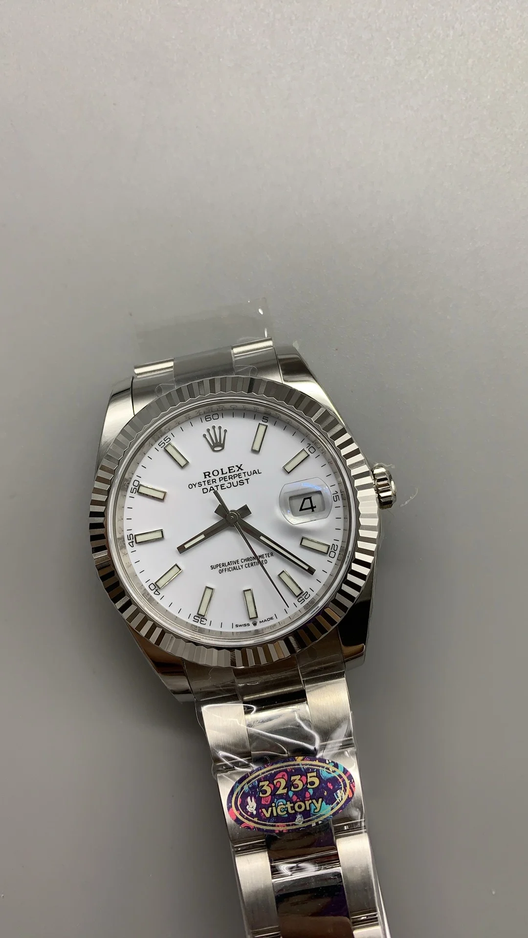 Rolex Datejust Ceramic White Dial 41mm — photographed off the sweep