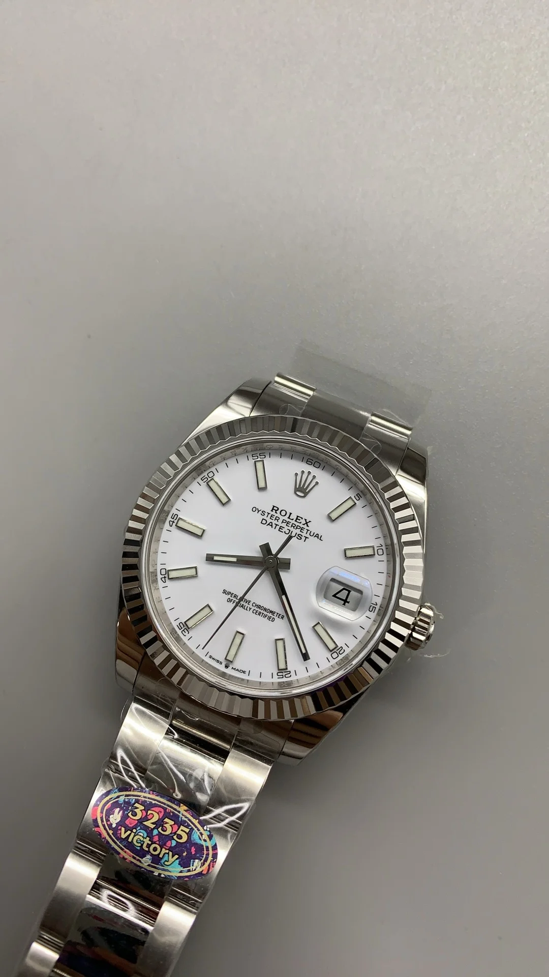 Rolex Datejust Ceramic White Dial 41mm — photographed off the sweep
