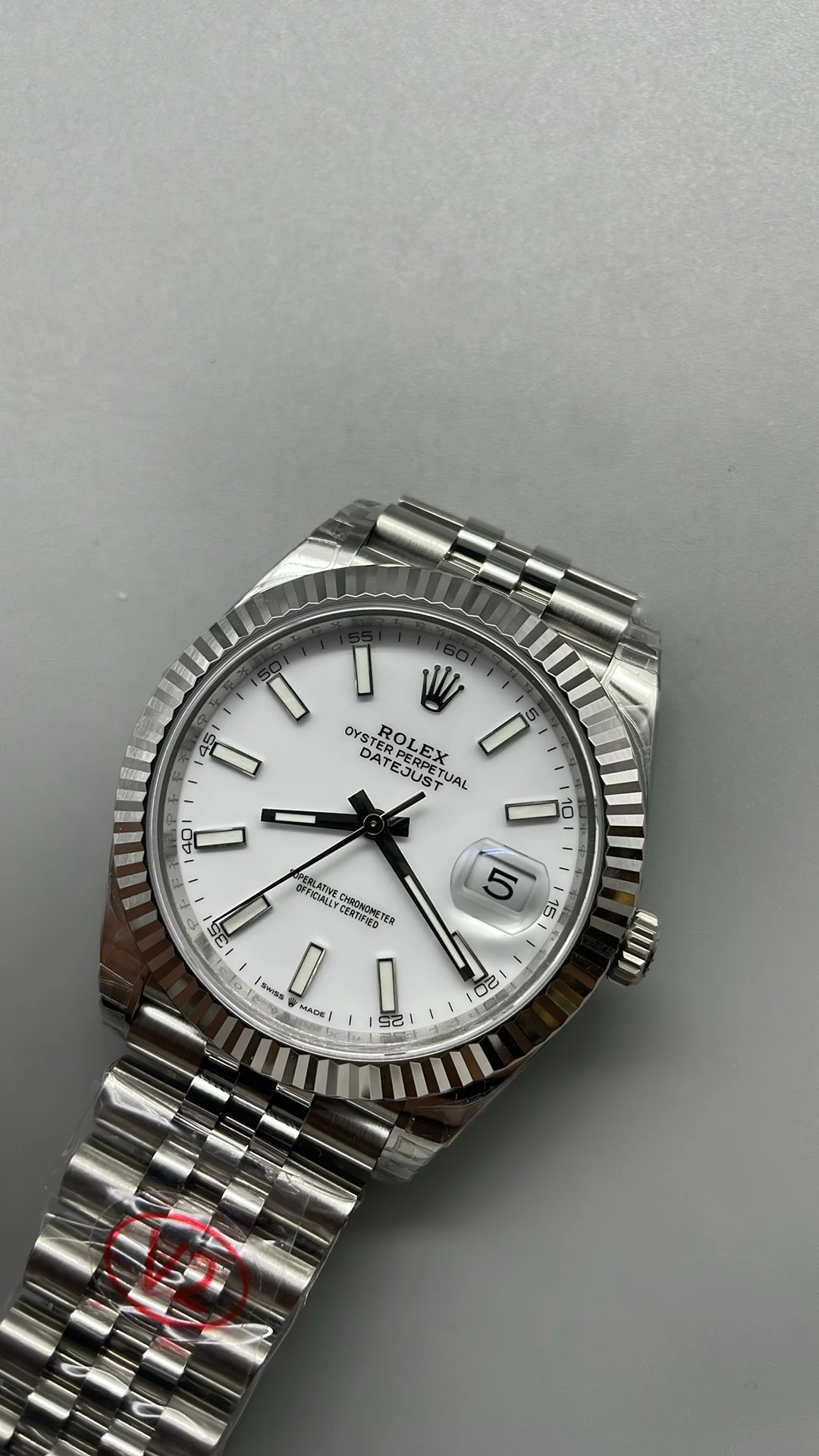 Rolex Datejust Ceramic White Dial 41mm — photographed off the sweep
