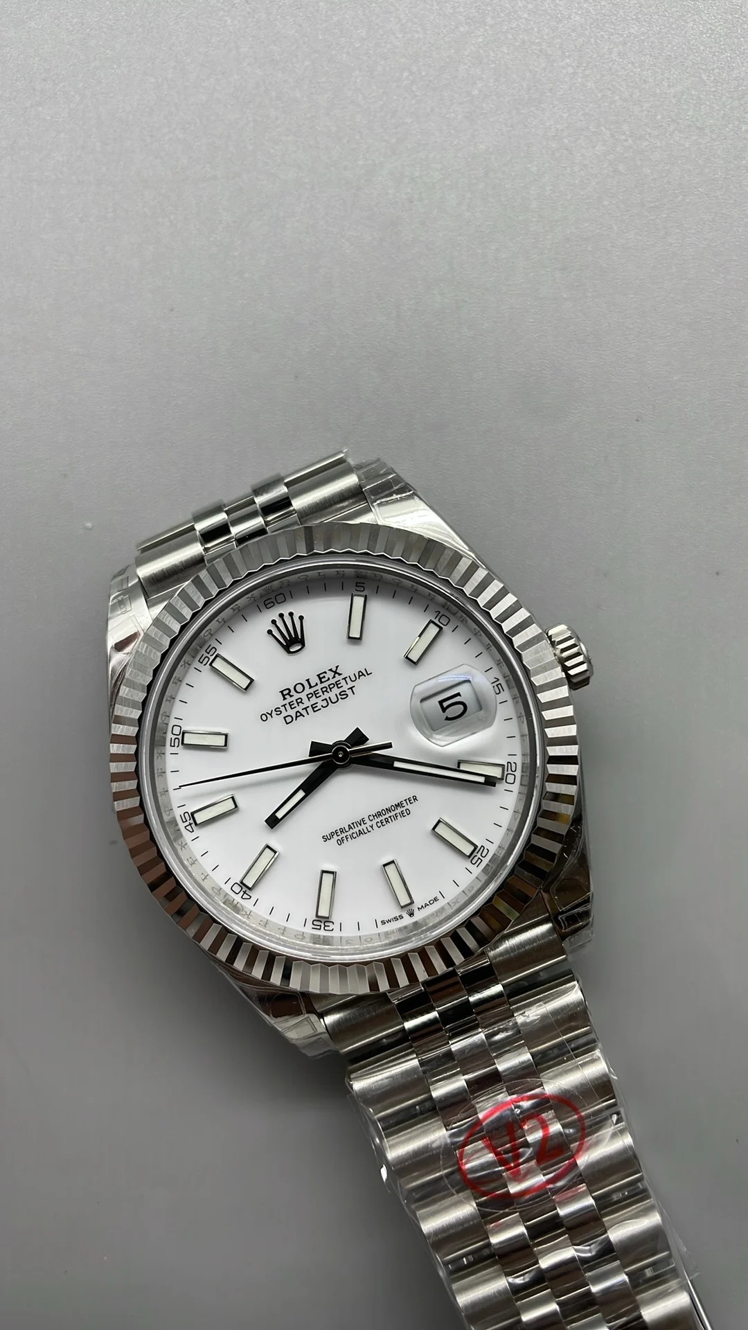 Rolex Datejust Ceramic White Dial 41mm — photographed off the sweep