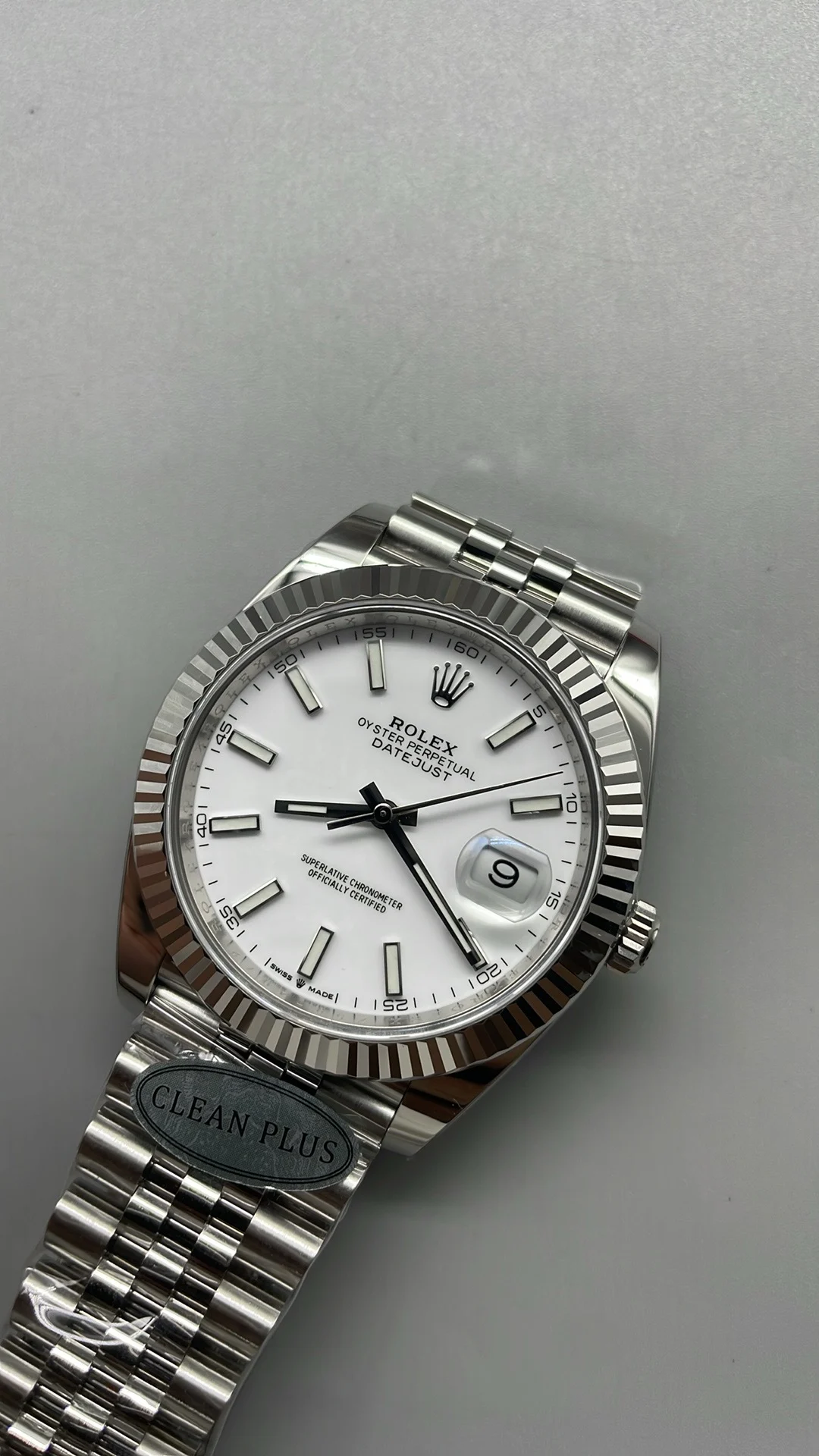 Rolex Datejust Ceramic White Dial 41mm — photographed off the sweep