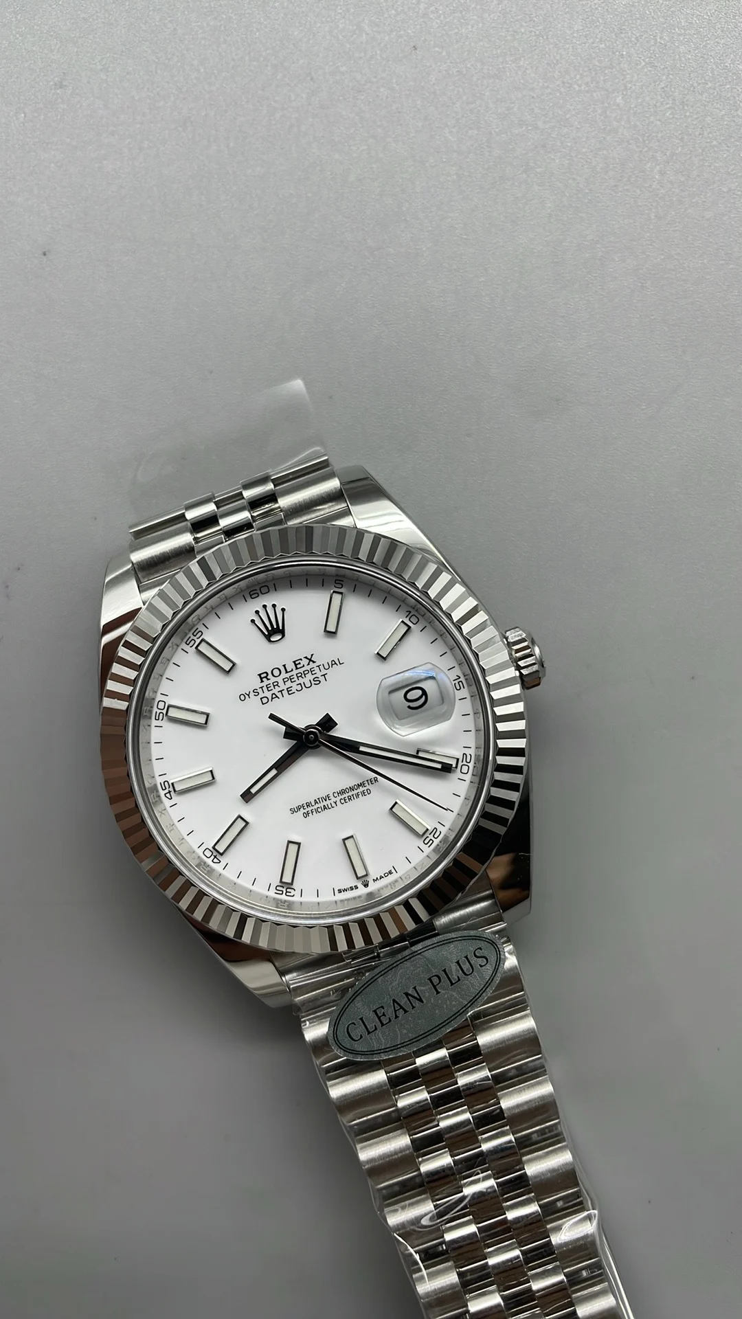 Rolex Datejust Ceramic White Dial 41mm — photographed off the sweep
