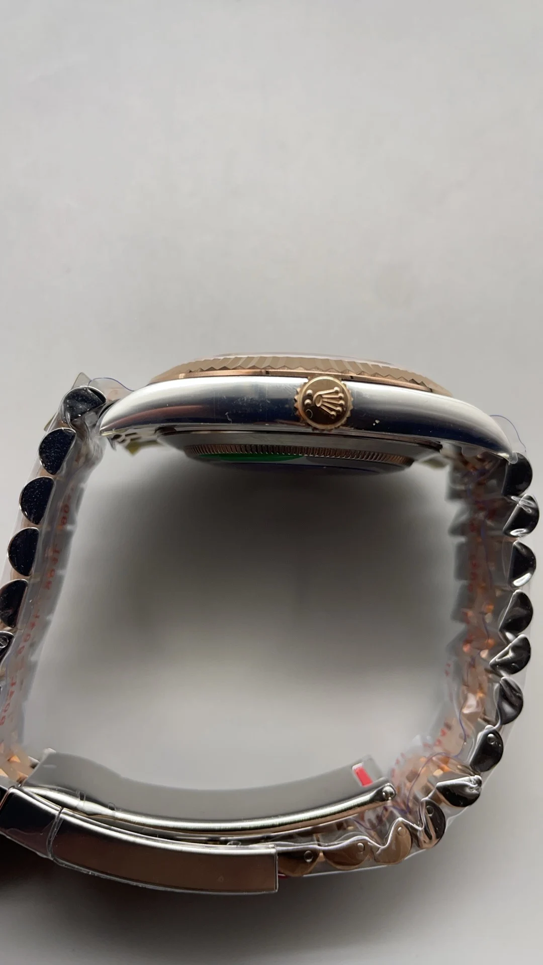 Rolex Datejust Champagne Rose Gold 41mm — photographed off the sweep
