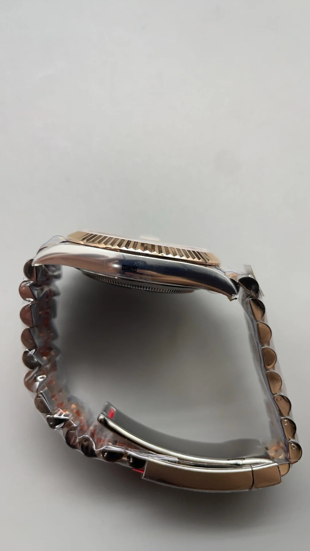 Rolex Datejust Champagne Rose Gold 41mm — photographed off the sweep