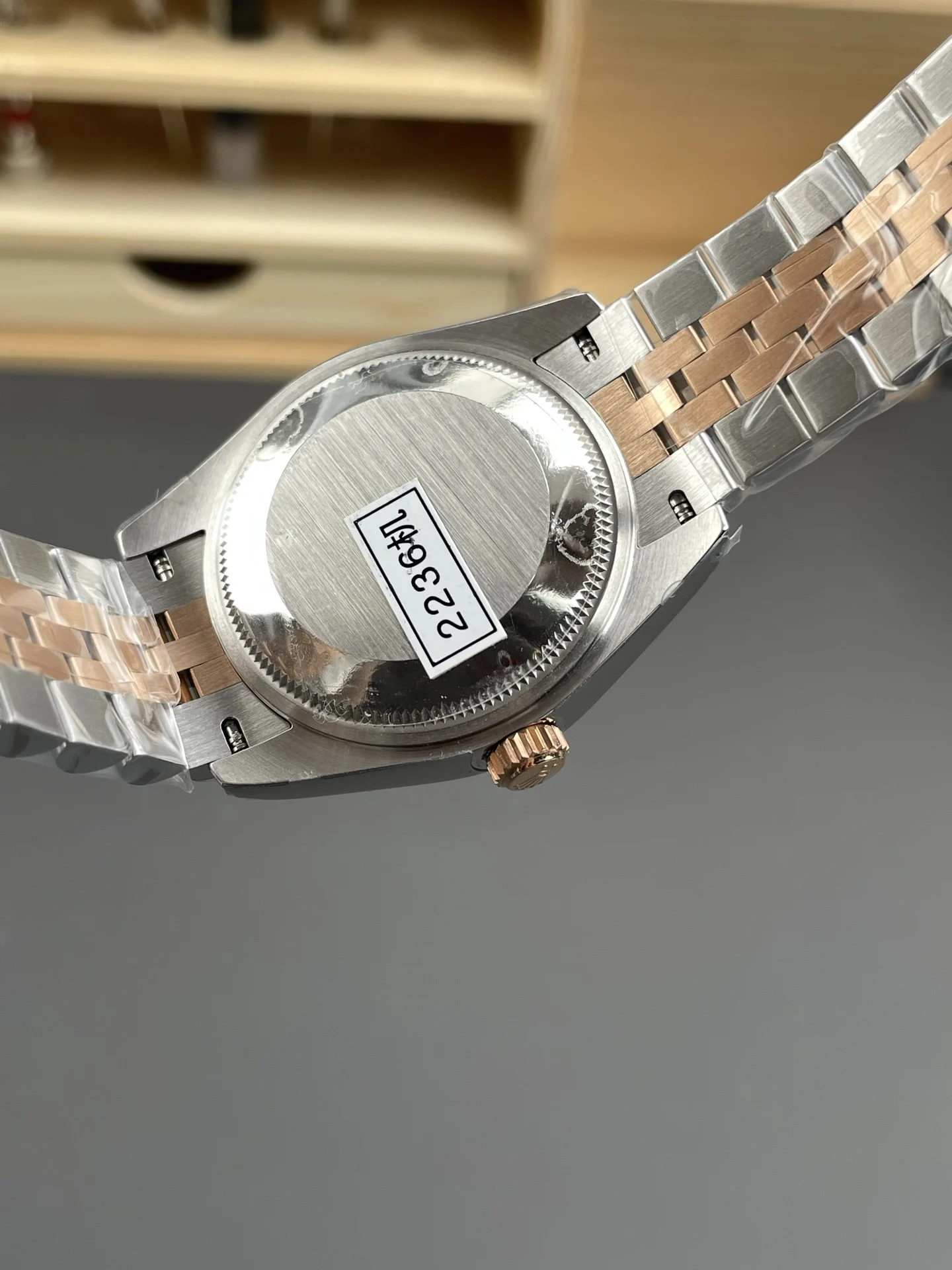 Rolex Datejust Champagne Two-Tone 31mm — photographed off the sweep