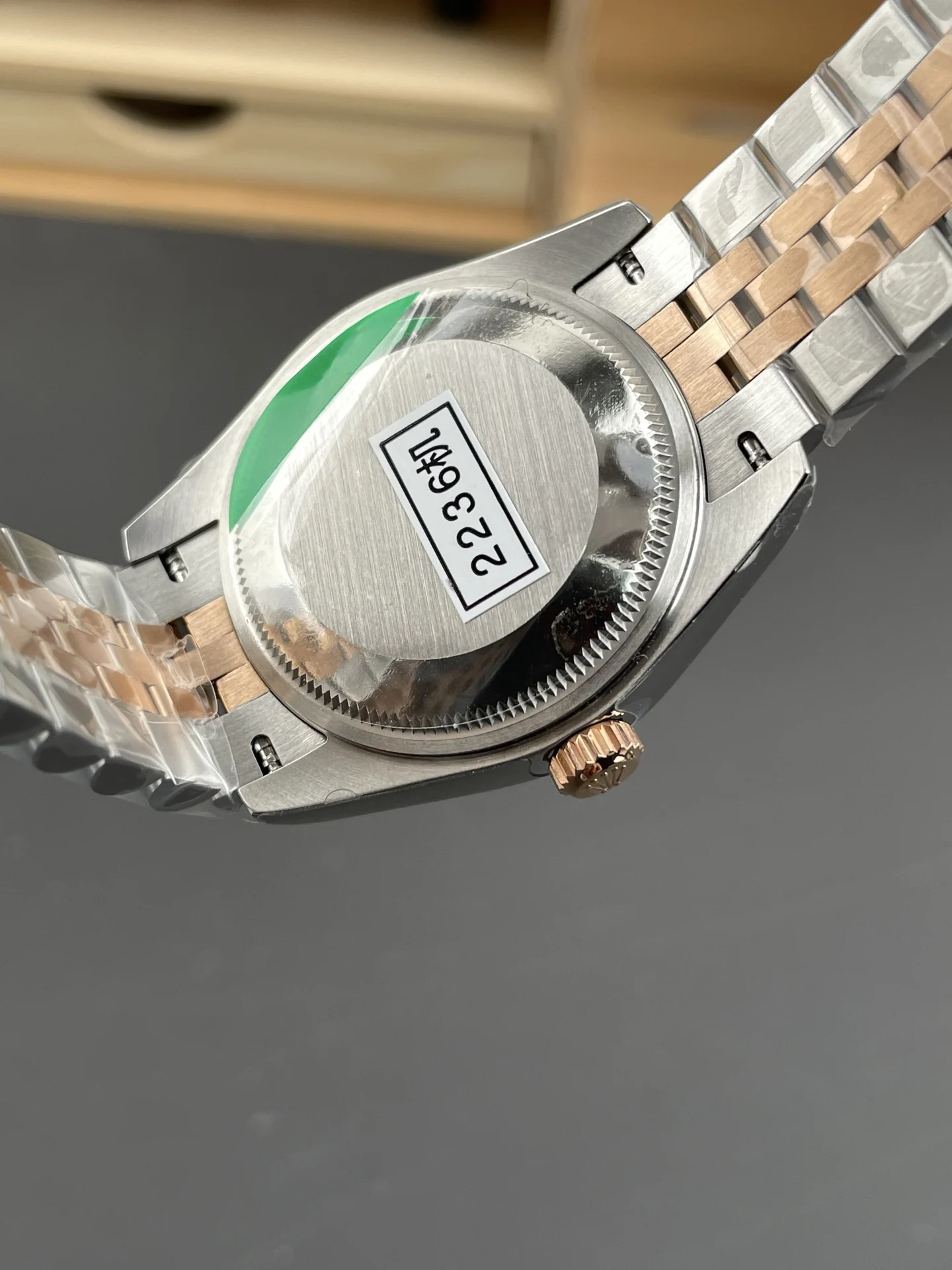 Rolex Datejust Champagne Two-Tone 31mm — photographed off the sweep