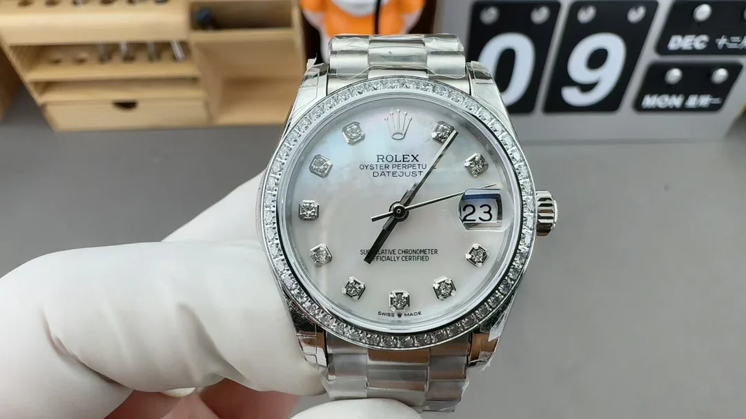 Rolex Datejust Diamond-Set 31mm — photographed off the sweep